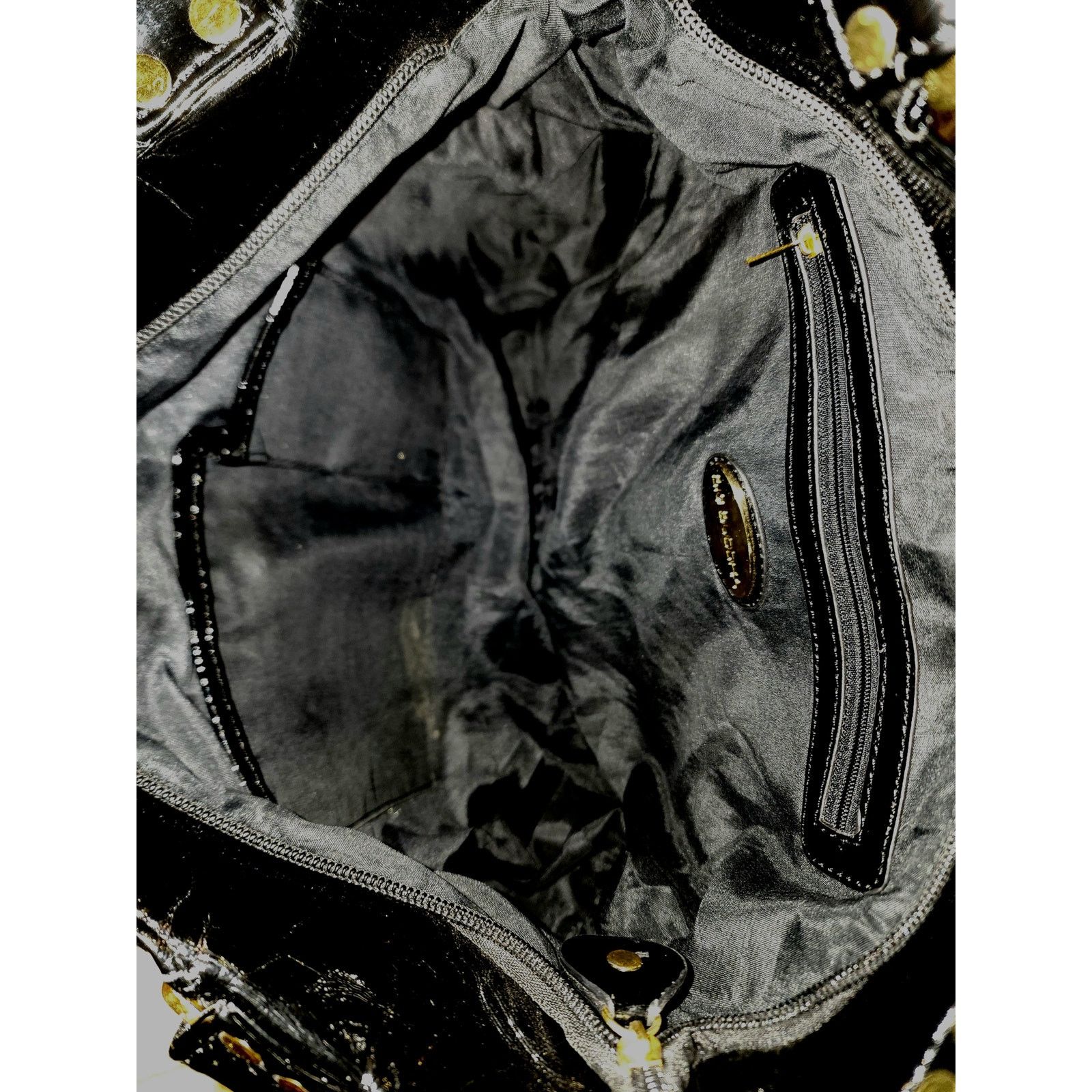 Other Big Buddha black patent leather shoulder bag studded zippers Size ONE SIZE - 4 Thumbnail