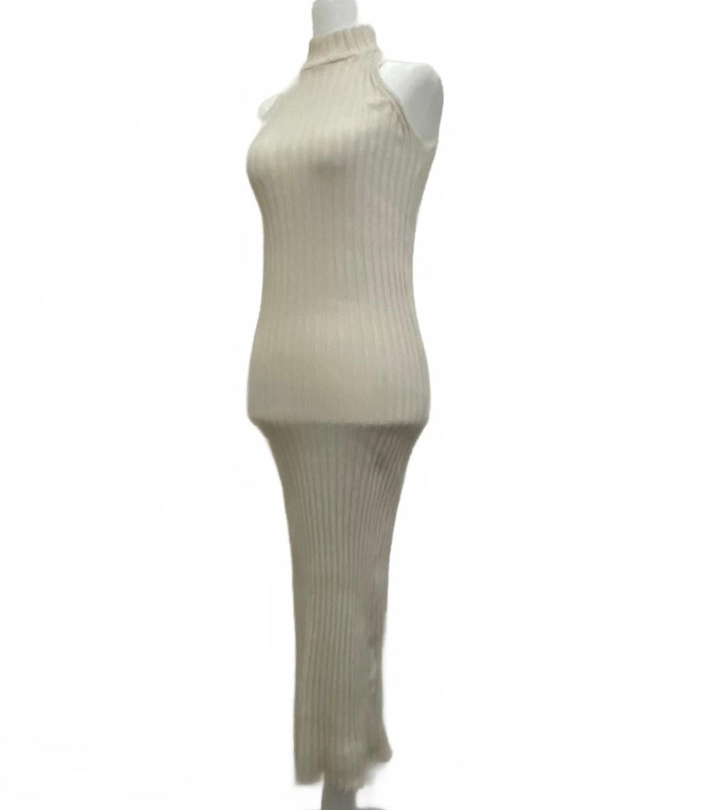 Asos ASOS Sleeveless Knit Mockneck Midi Dress in Beige (SMALL) Size S / US 4 / IT 40 - 5 Thumbnail