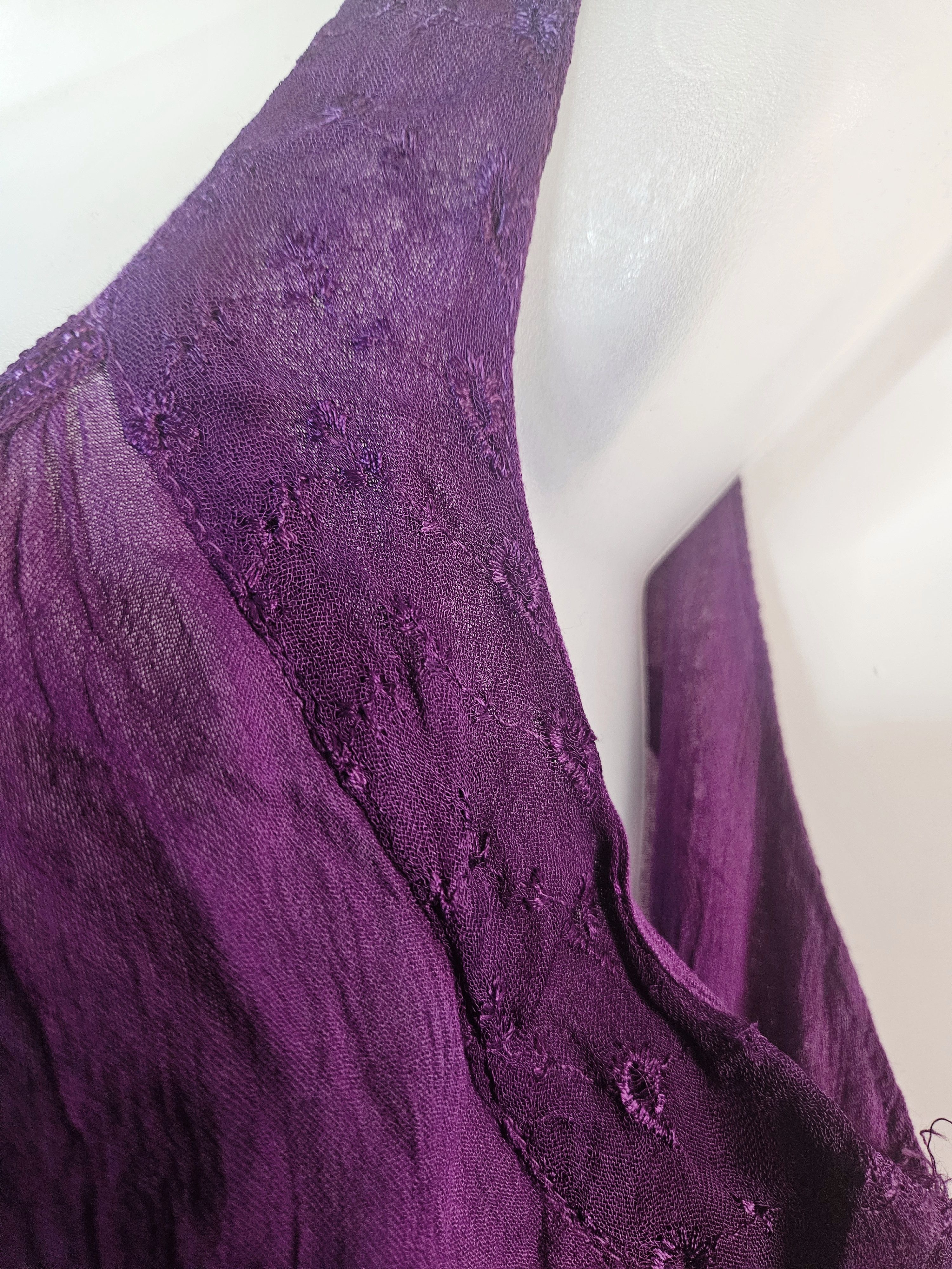 Other VINTAGE 1980S HAND-PAINTED PURPLE MINI BOHO DRESS Size M / US 6-8 / IT 42-44 - 4 Thumbnail