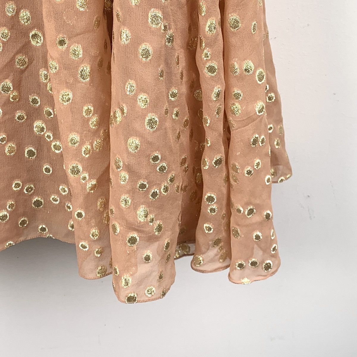 Max Mara Maxmara Orange Polka Dot Ruched Silk Long Sleeve Dress K26WX Size S / US 4 / IT 40 - 4 Thumbnail