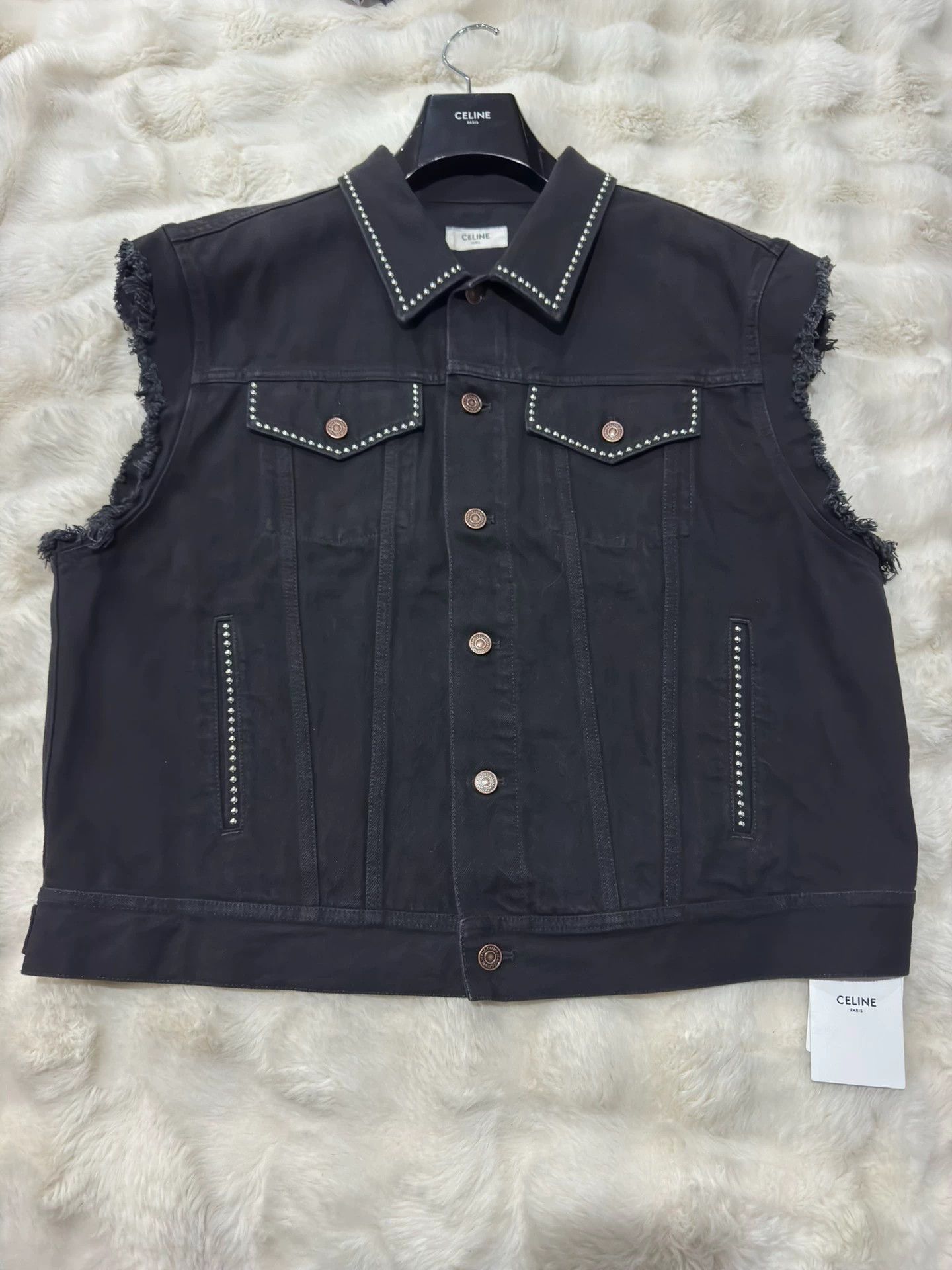 Celine Celine new catwalk style riveted heavy-duty denim vest, Size US M / EU 48-50 / 2 - 1 Thumbnail