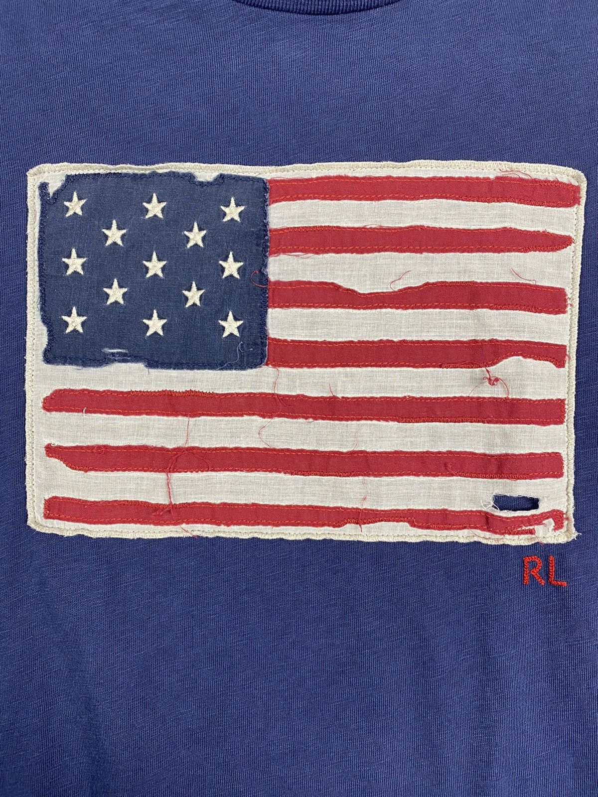 Designer × Polo Ralph Lauren × Vintage Polo Ralph Lauren American Flag Big Logo Tee Size L / US 10 / IT 46 - 6 Thumbnail