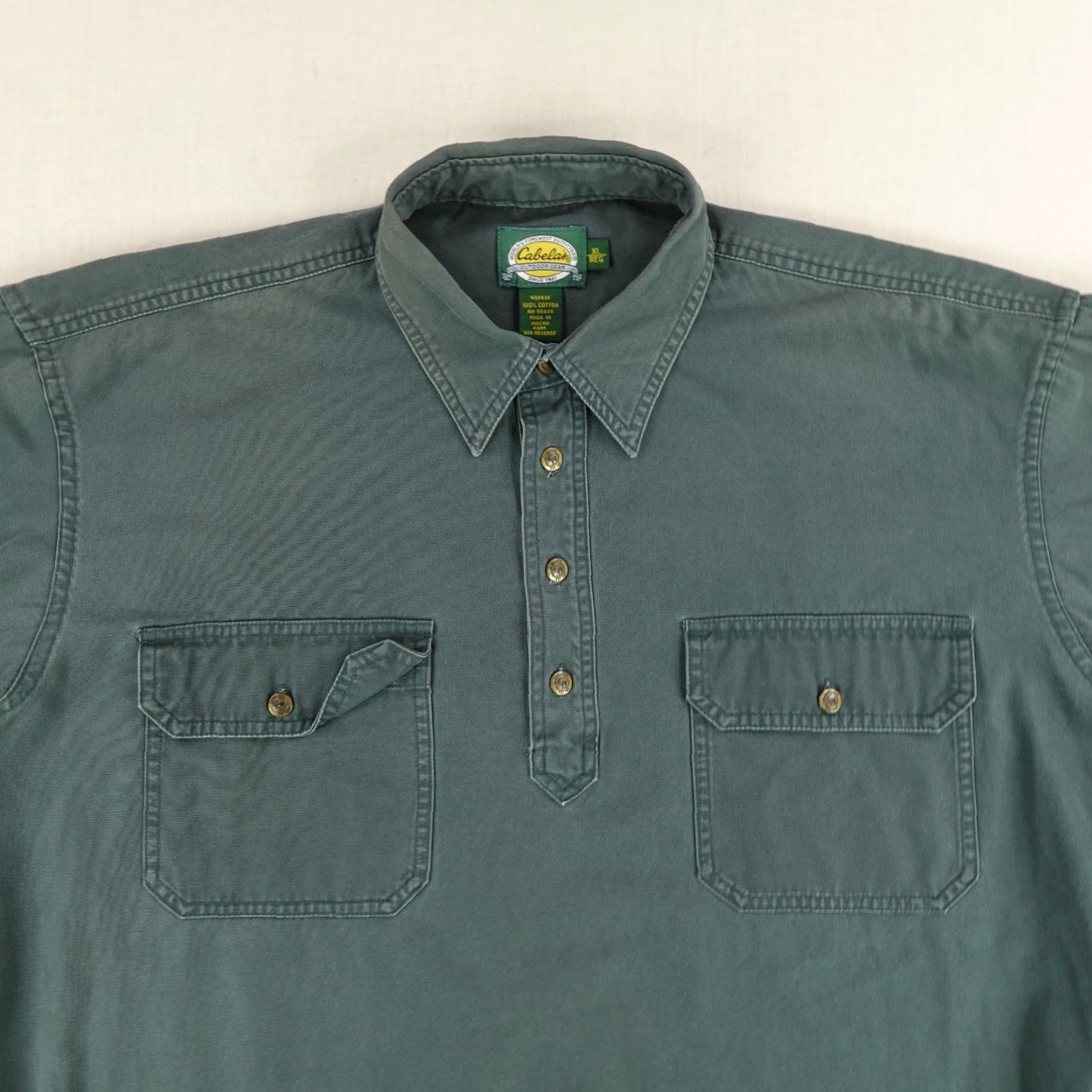 Vintage Cabela's Shirt Men XL Green Canvas Button-Up Outdoor Pocket Shirt Mens Size US XL / EU 56 / 4 - 2 Thumbnail