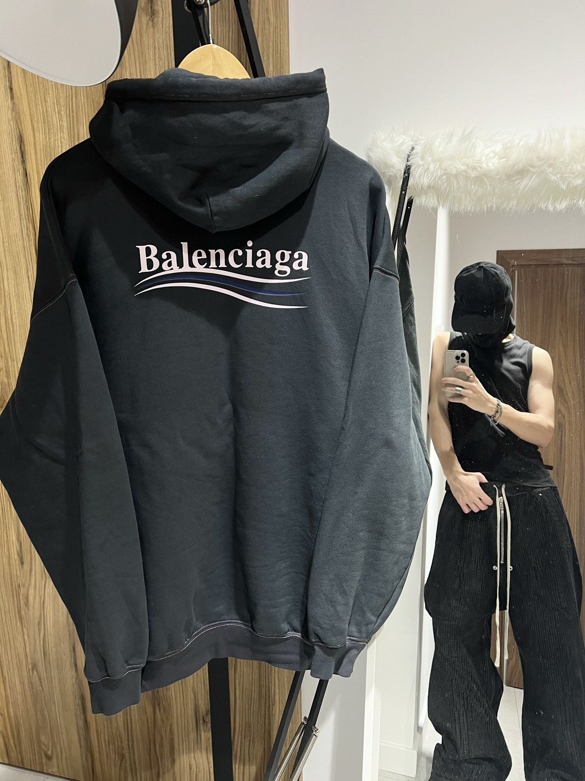 トップス balenciaga Campaign Logos hoodie xs Balenciaga 2018 Campaign Logo Navy Hoodie Pullover size XL | eBay