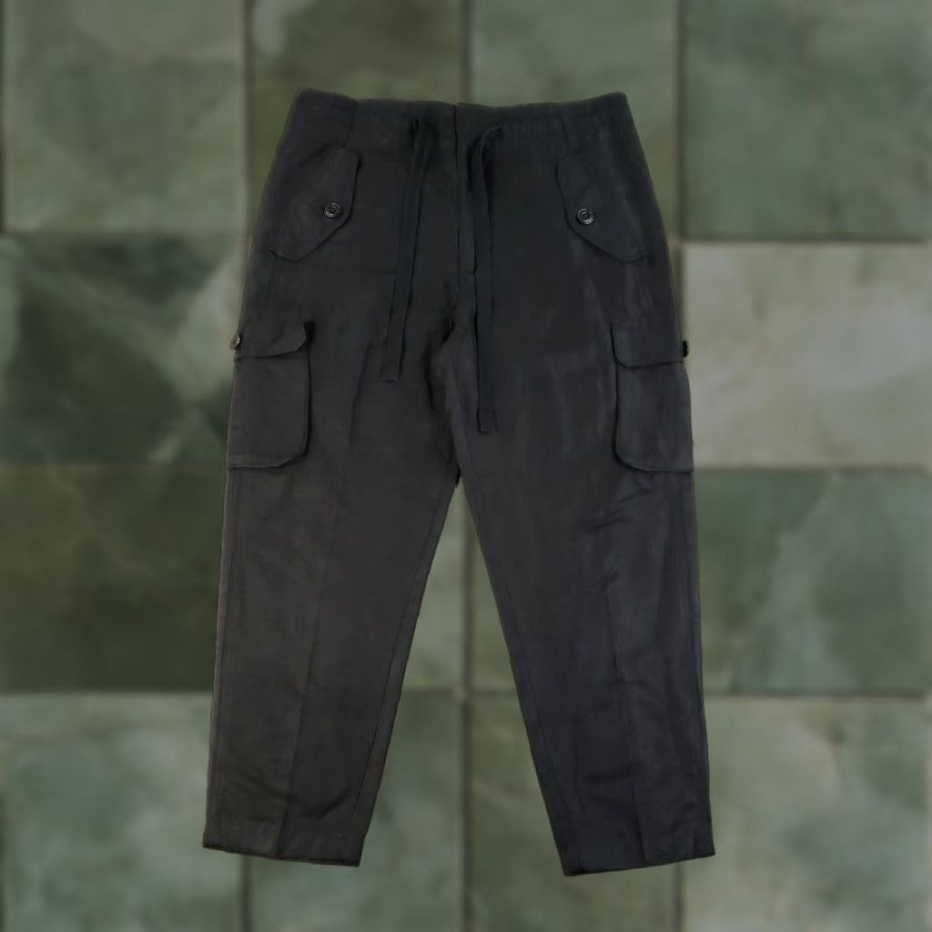 Vince Vince Cropped Pants Womens Medium Black Pockets Linen Blend Drawstring Front Flat Front Size 32" / US 10 / IT 46 - 1 Thumbnail