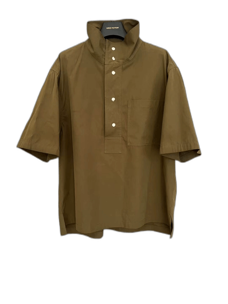 Bottege Veneta bv brown Henry collar button-up short-sleeve