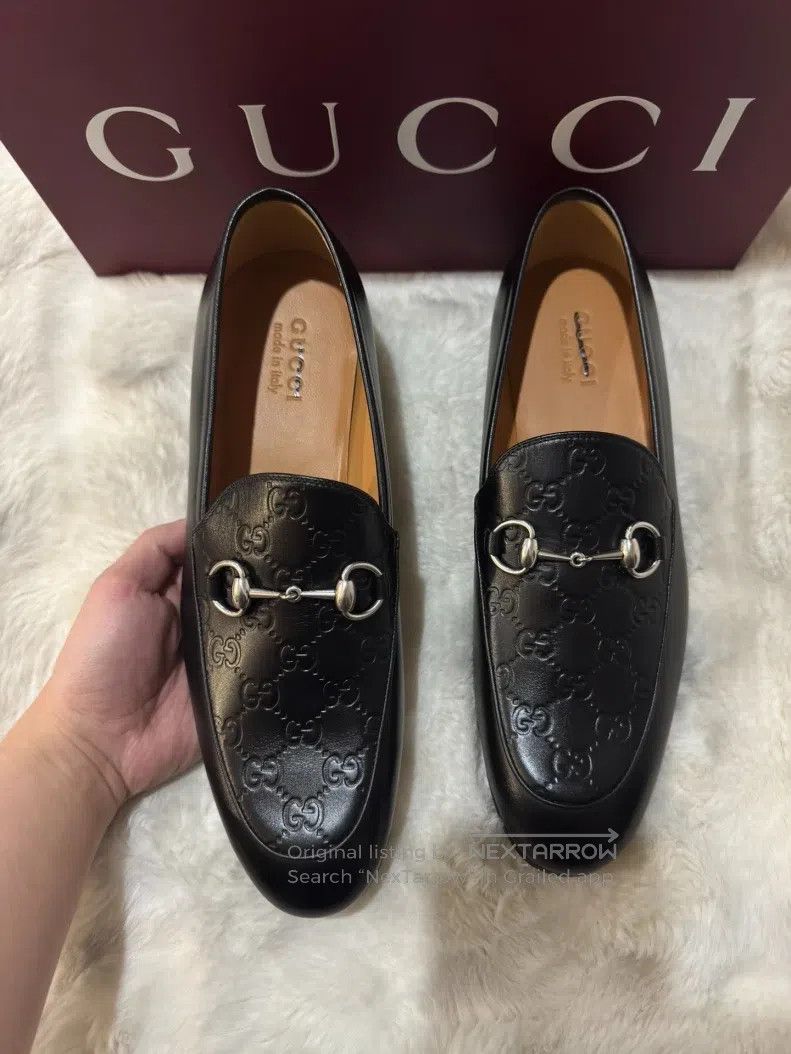 Gucci Guicci Full Print Horseshoe Buckle Black Loafers Leather S Size US 11 / EU 44 - 4 Thumbnail