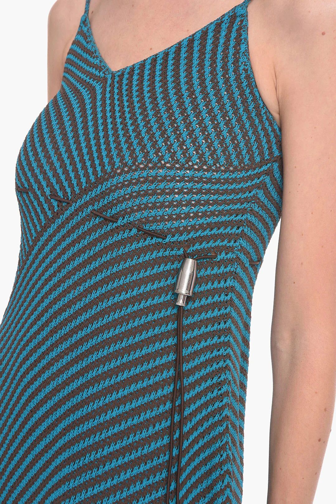 Bottega Veneta og1mm0426 Striped Cotton-blend Maxidress in Light Blue Size L / US 10 / IT 46 - 3 Thumbnail