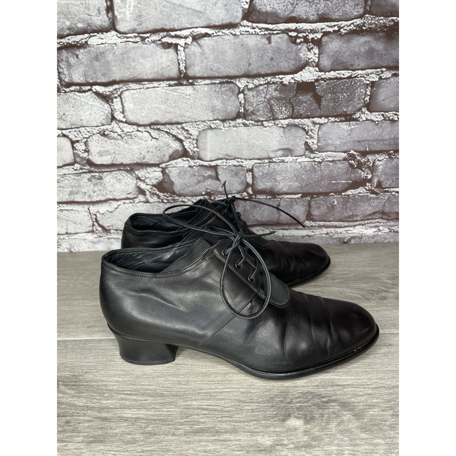 Other Donn Adriana Black Leather Lace Up Oxford Heel Shoes Women S Size US 9.5 / IT 39.5 - 18 Thumbnail