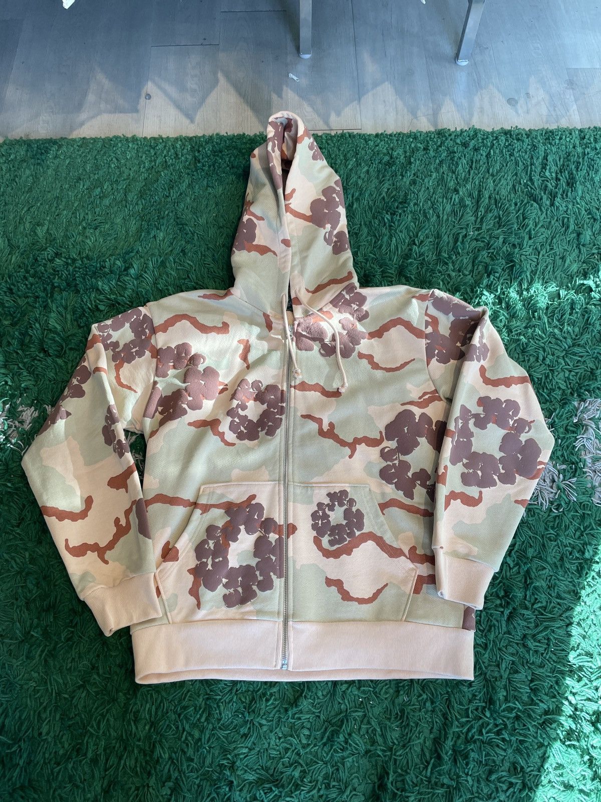 Denim Tears Cotton Wreath Zip Hoodie Tan Camo XS