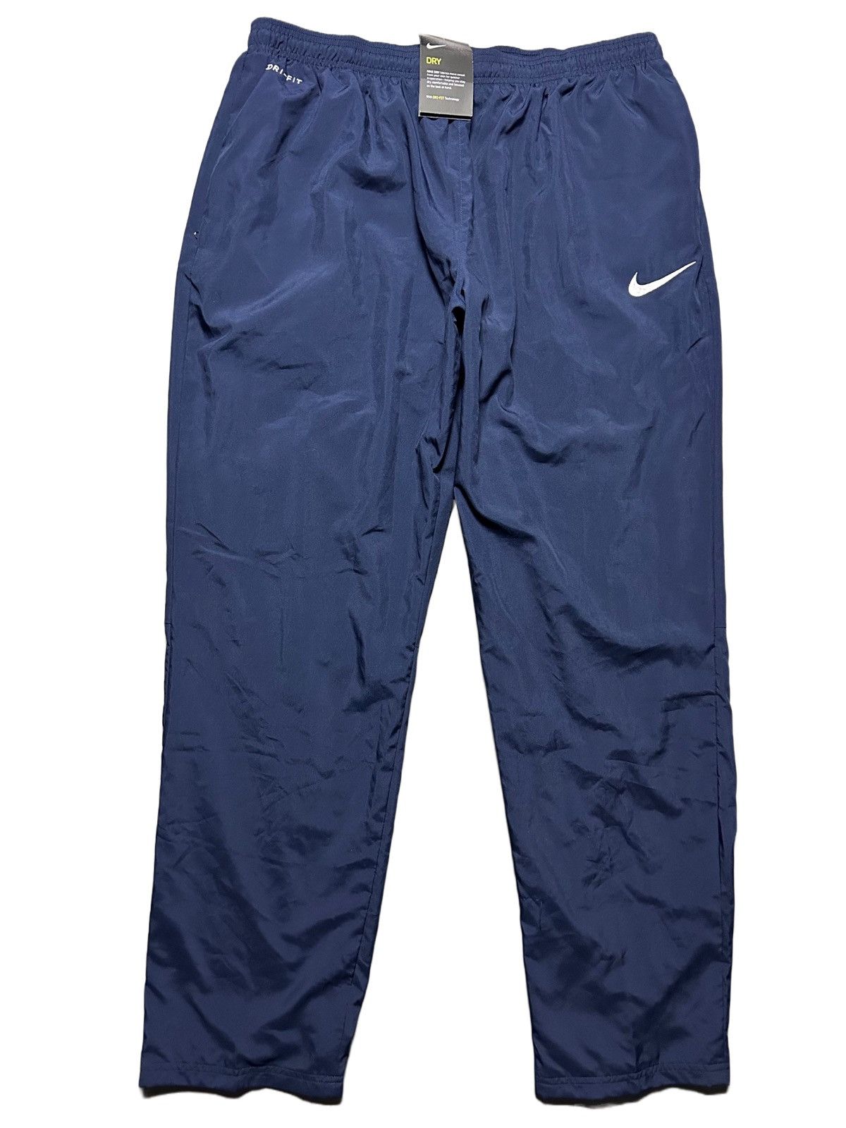 Nike × Vintage Nike navy nylon track pants small swoosh drill Y2K Size US 36 / EU 52 - 1 Thumbnail