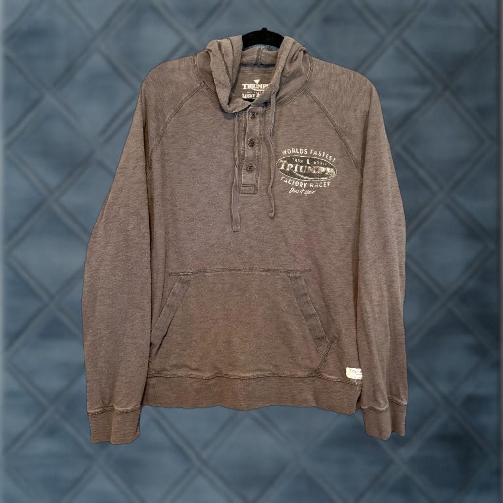Lucky Brand Lucky Brand x Triumph Hoodie Mens Medium Brown Henley Speed Twin Racing Machines Size US M / EU 48-50 / 2 - 1 Thumbnail