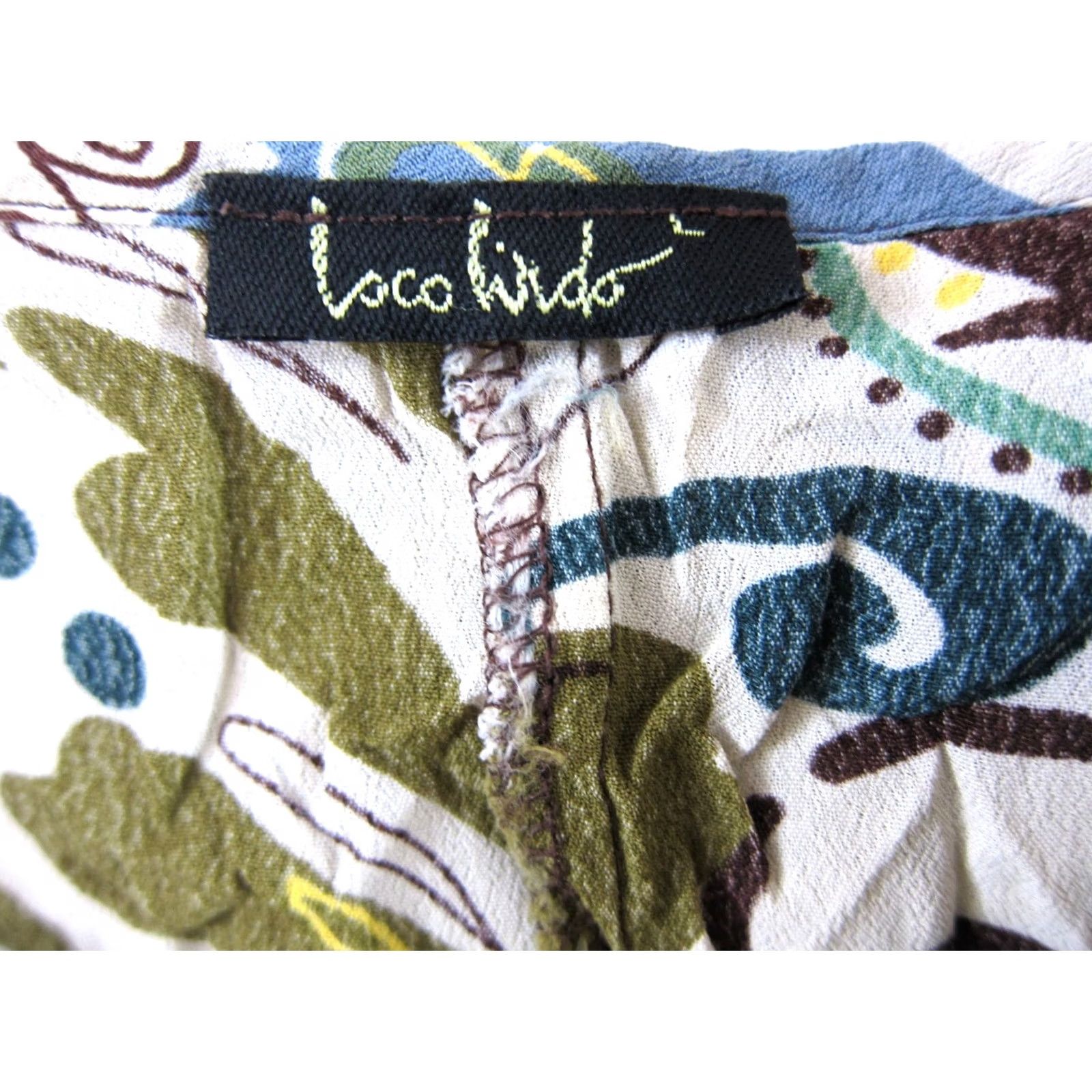 Vintage Loco Lindo 100% Rayon Green Floral Ruffle Neck Tank Sun Dress Large Size L / US 10 / IT 46 - 3 Thumbnail