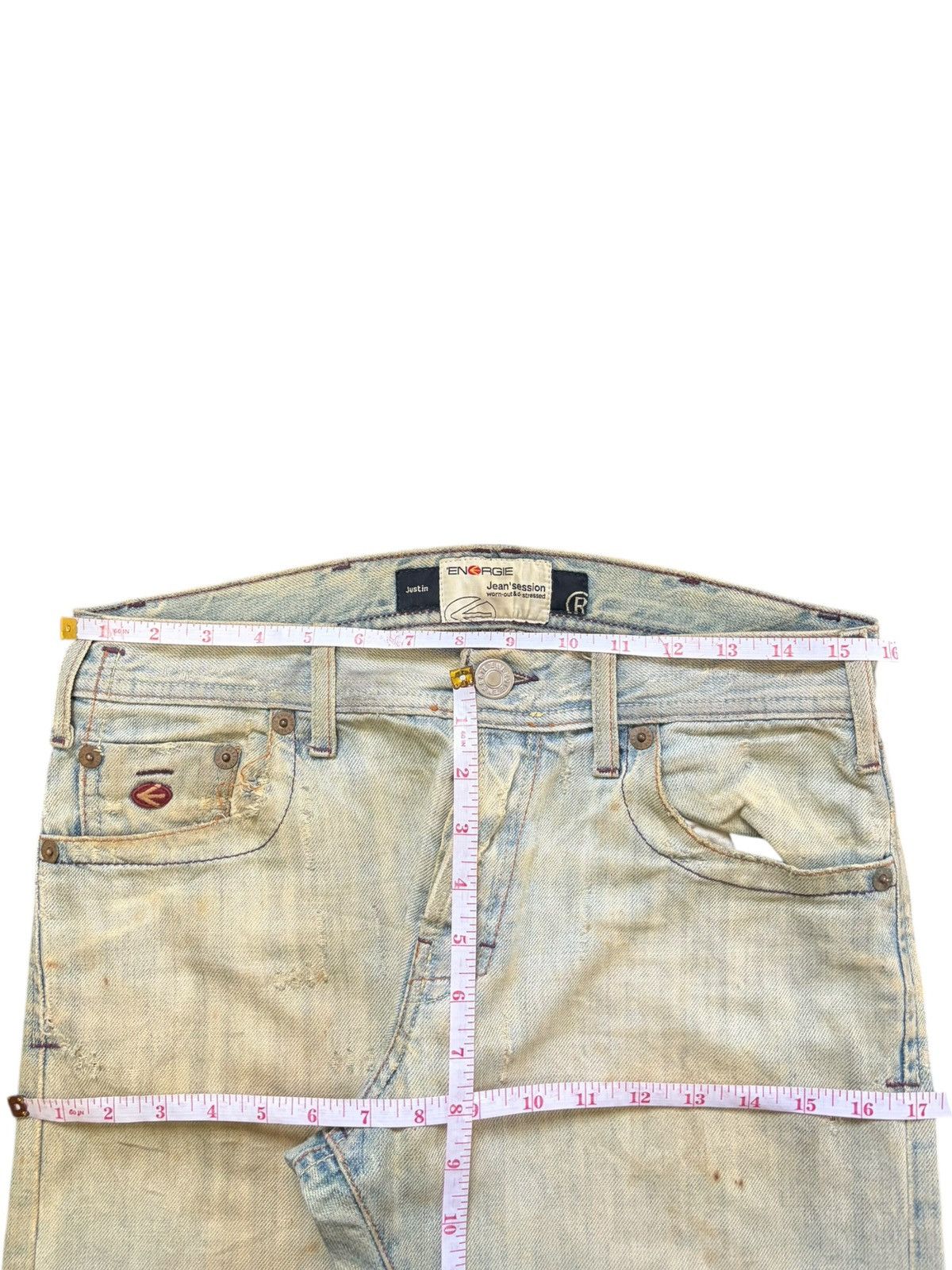 Energie Vintage Italy Energie Mud Wash Distressed Jeans Size US 31 - 6 Thumbnail