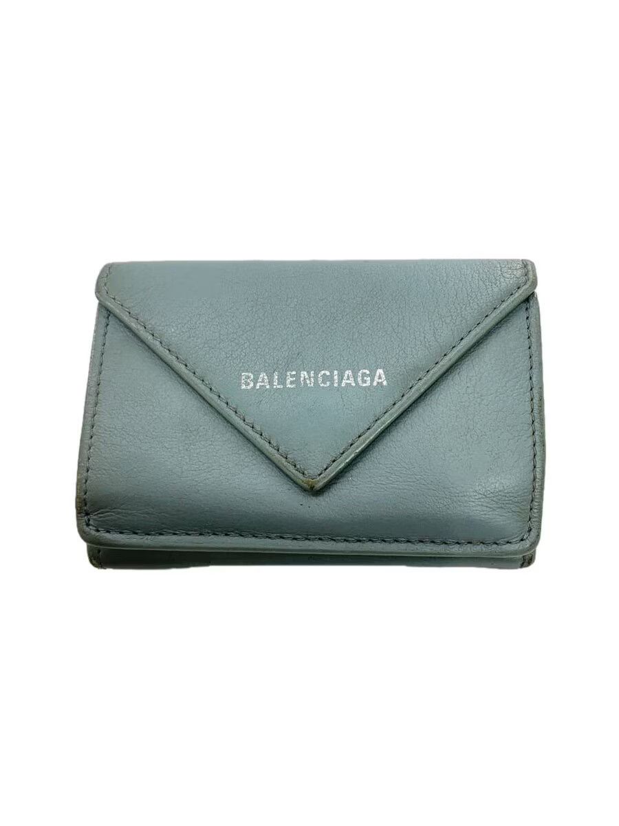 Balenciaga Balenciaga Leather Tri-Fold Wallet Blue Size ONE SIZE - 1 Thumbnail