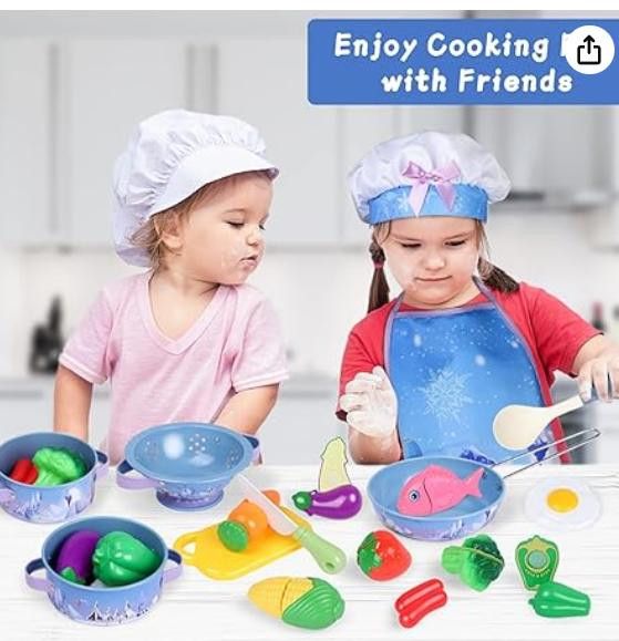 NBDN Nobrandedon Kids Cooking Set Chef Costume, 28Pcs-Apron,Food, Utensils Size ONE SIZE - 6 Thumbnail
