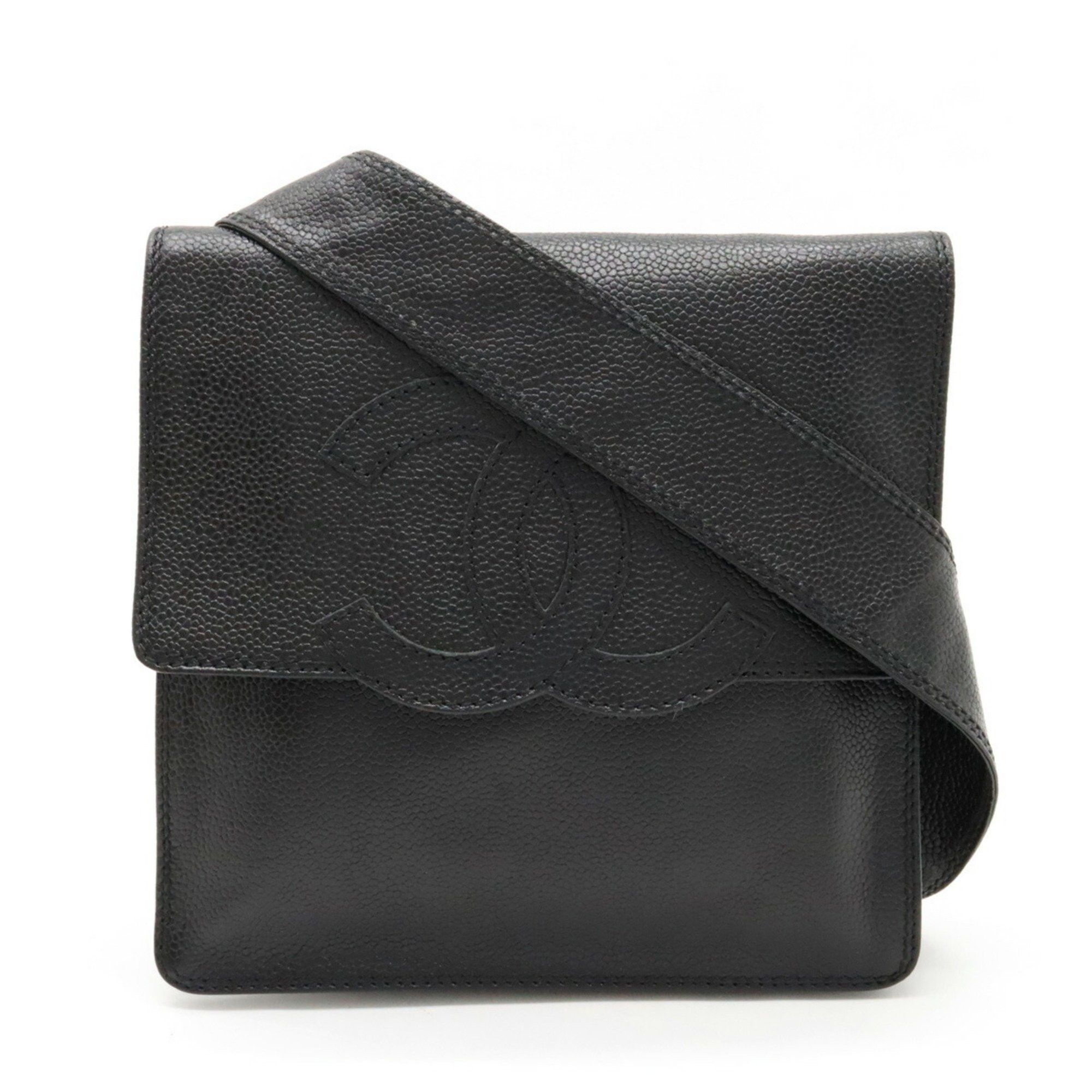 image of Chanel Coco Mark Shoulder Bag Pochette Caviar Skin Black, Women's