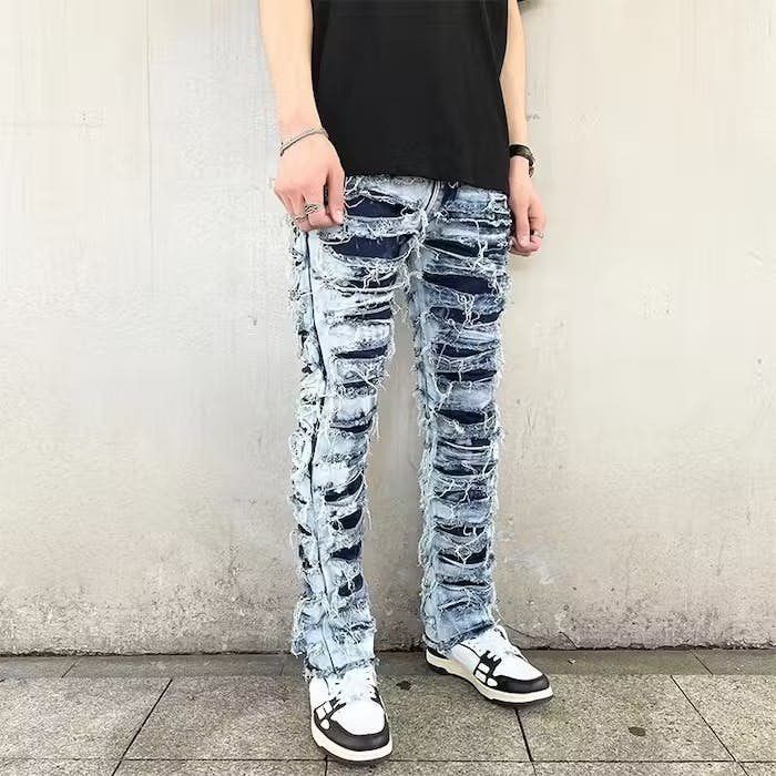 image of Distressed Denim x Jean Skinny Denim Jeans Heavy Destruction Ripped in Blue, Men's (Size 30)