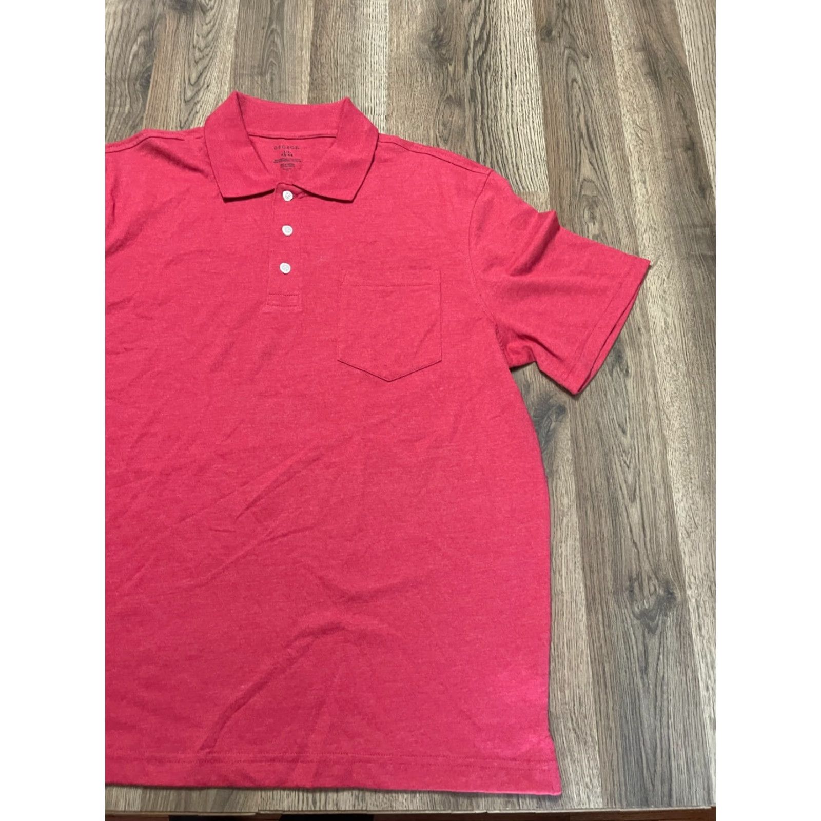 George George Polo Shirt, Men's Large, Red, Short Sleeve, Casual, Regular Fit, Brand George Size US L / EU 52-54 / 3 - 3 Thumbnail