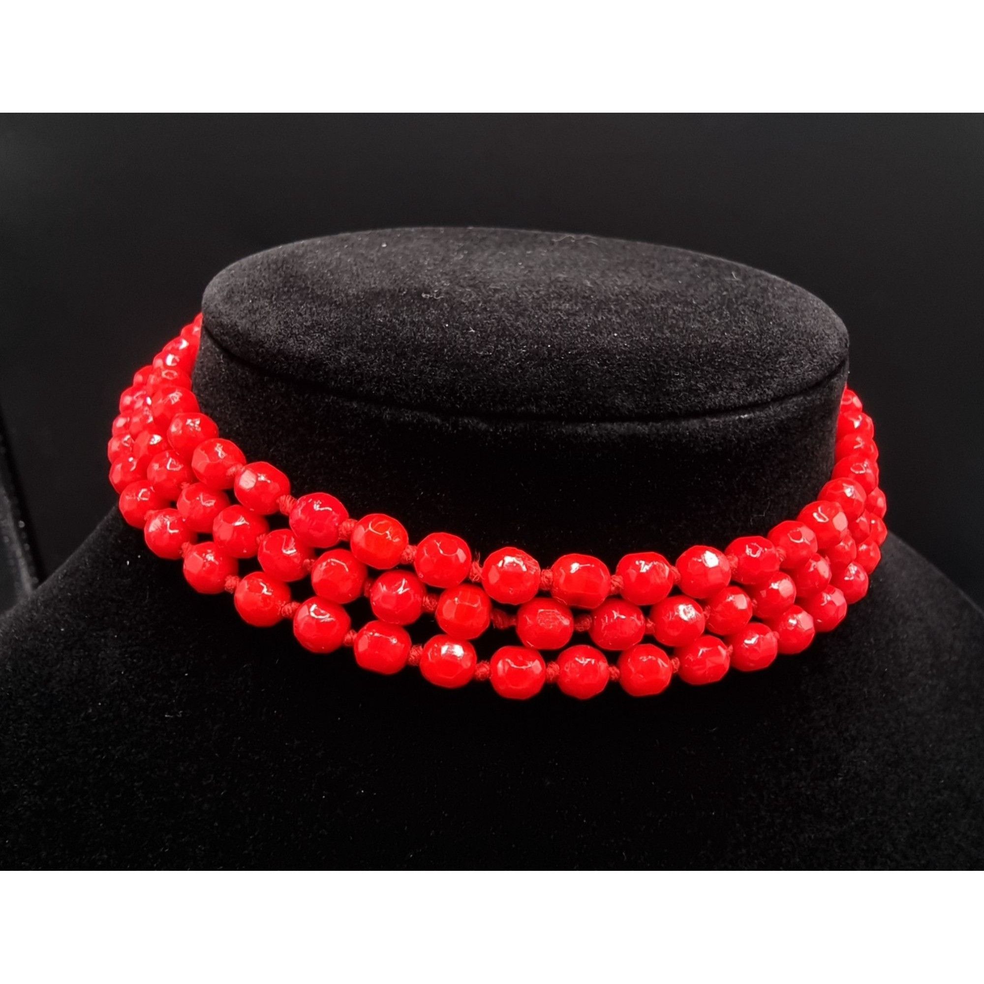 Vintage Vintage 1950s-1960s WEST GERMANY Red Choker Necklace Size ONE SIZE - 1 Thumbnail