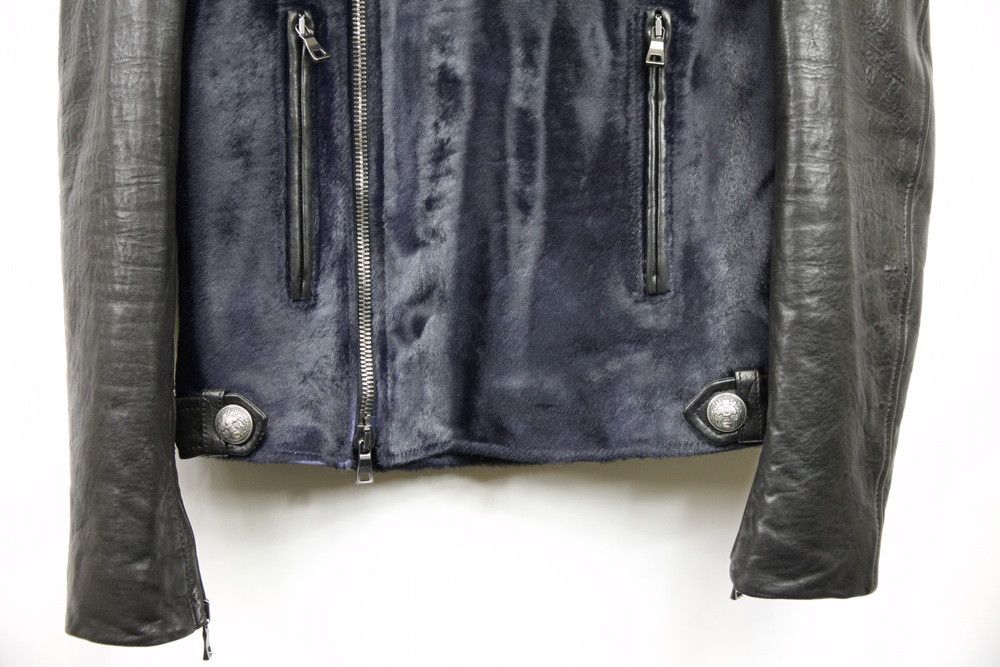 Balmain Balmain Paris Midnight Blue Black Calf Hair Leather Biker Size US M / EU 48-50 / 2 - 9 Thumbnail