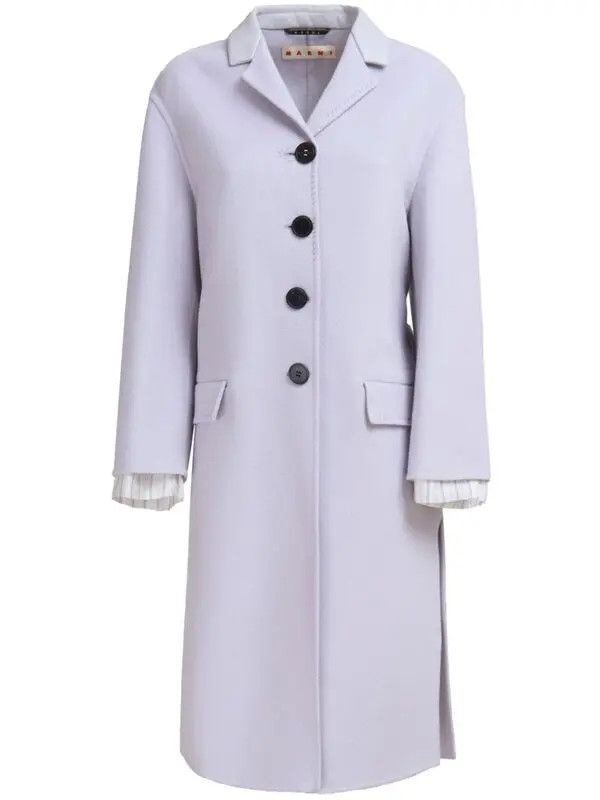 Marni o1w1db11125 Felted Coat With Layered Details in Purple Size S / US 4 / IT 40 - 1 Thumbnail