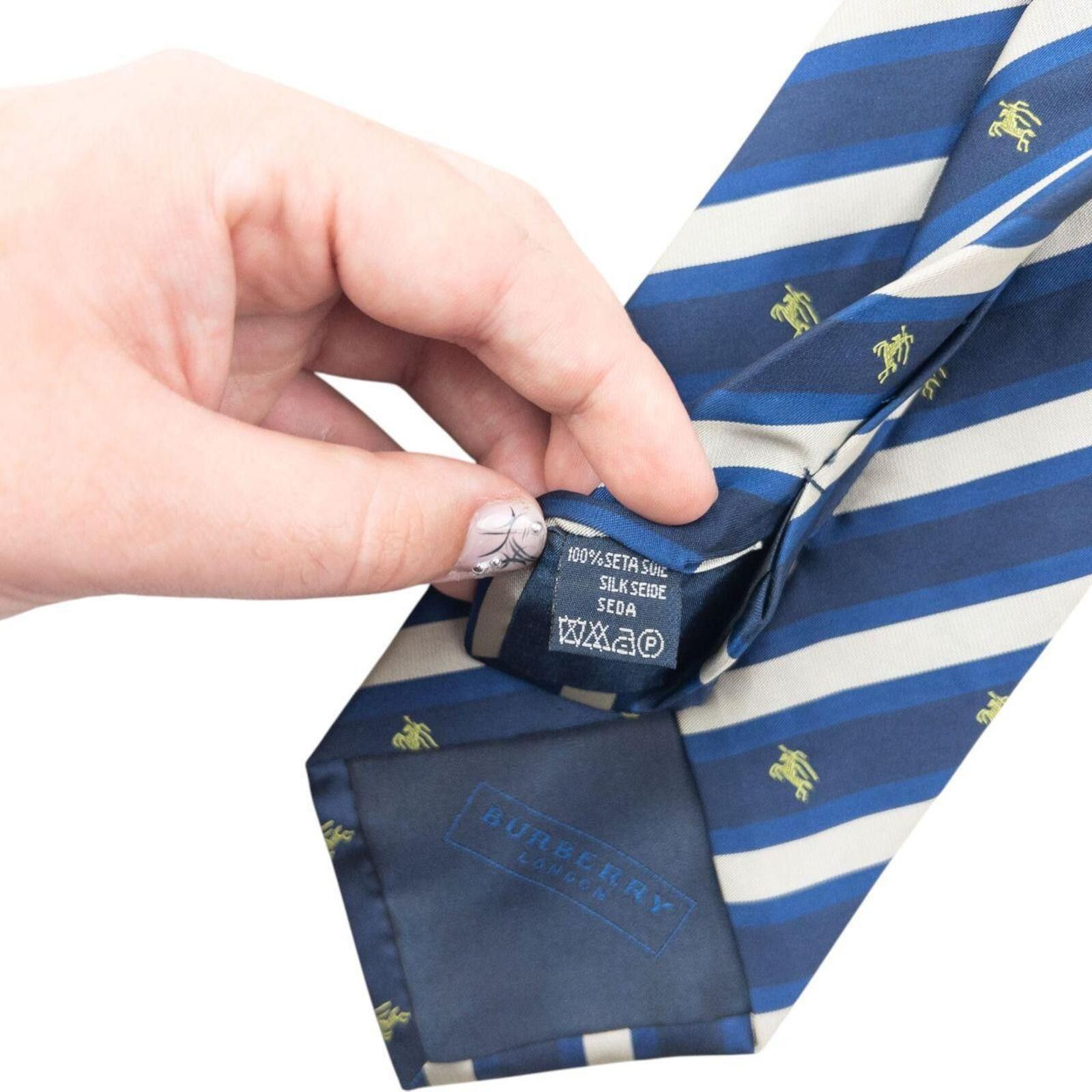 Burberry Vintage 2000s Burberry Monogram Striped Silk Tie Size ONE SIZE - 5 Thumbnail