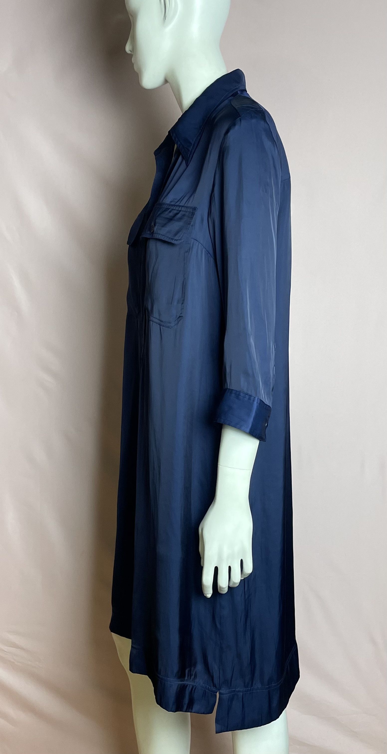 Zadig & Voltaire Zadig & Voltaire Blue Satin Midi Dress Size L Size L / US 10 / IT 46 - 4 Thumbnail