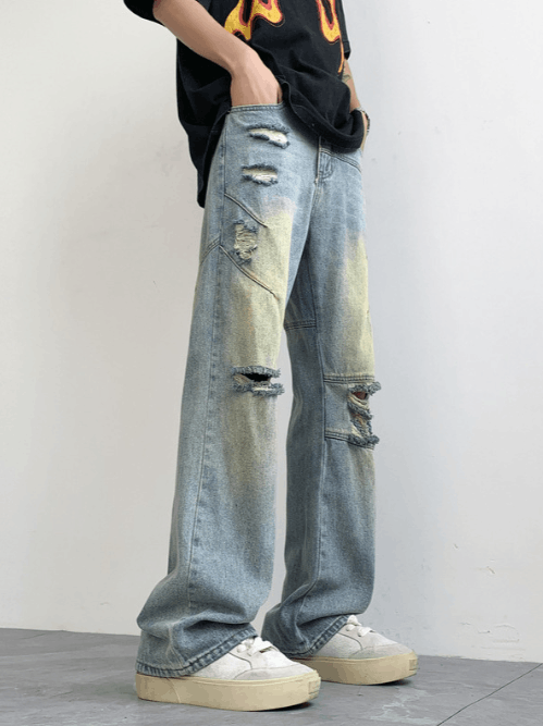 Japanese Brand American high street trendy ripped cleanfit jeans for men Size US 32 / EU 48 - 3 Thumbnail
