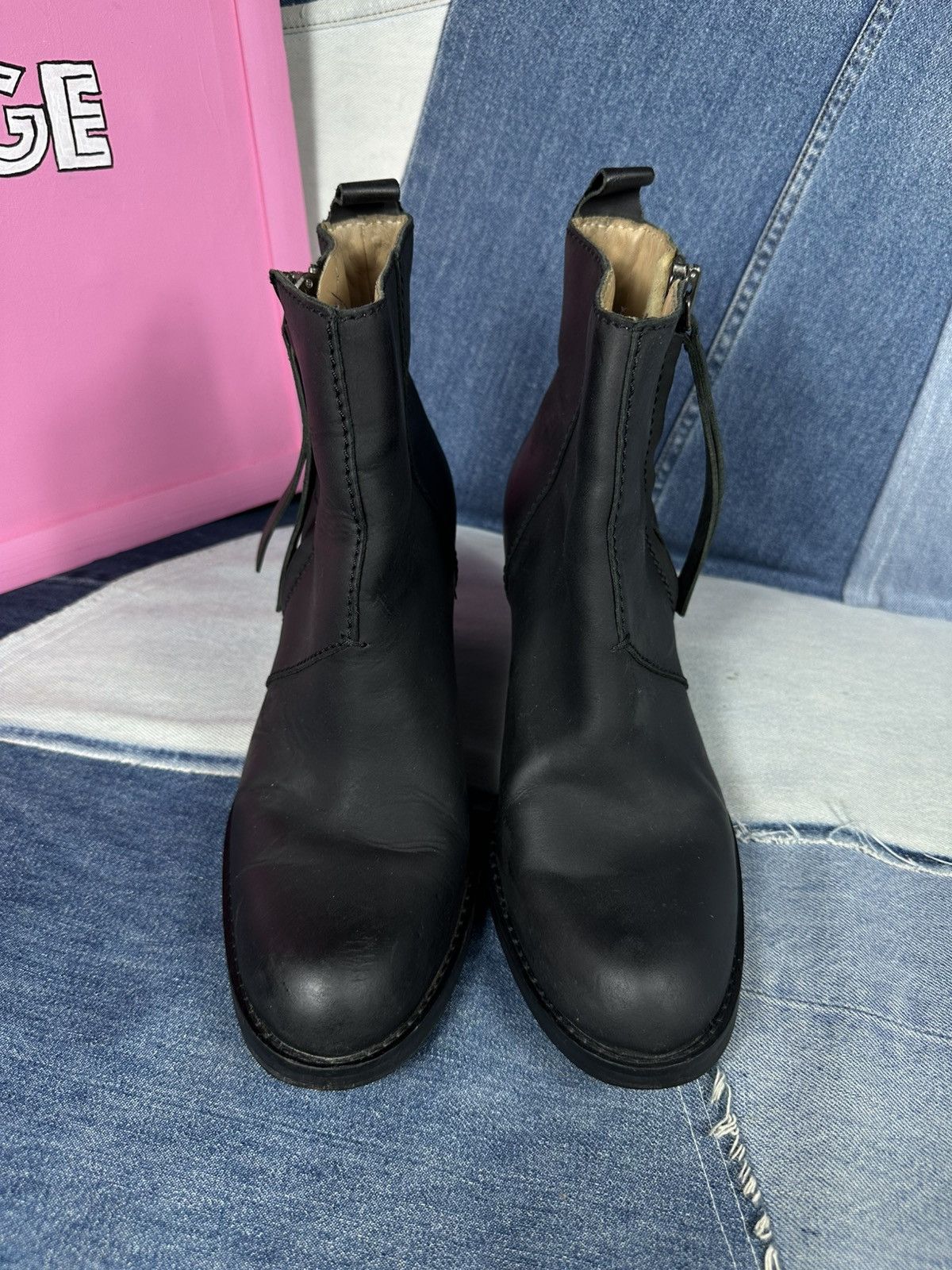 Acne Studios Acne Studios Leather Pistol Black Block Heels Ankle Boots Size US 10 / IT 40 - 5 Thumbnail