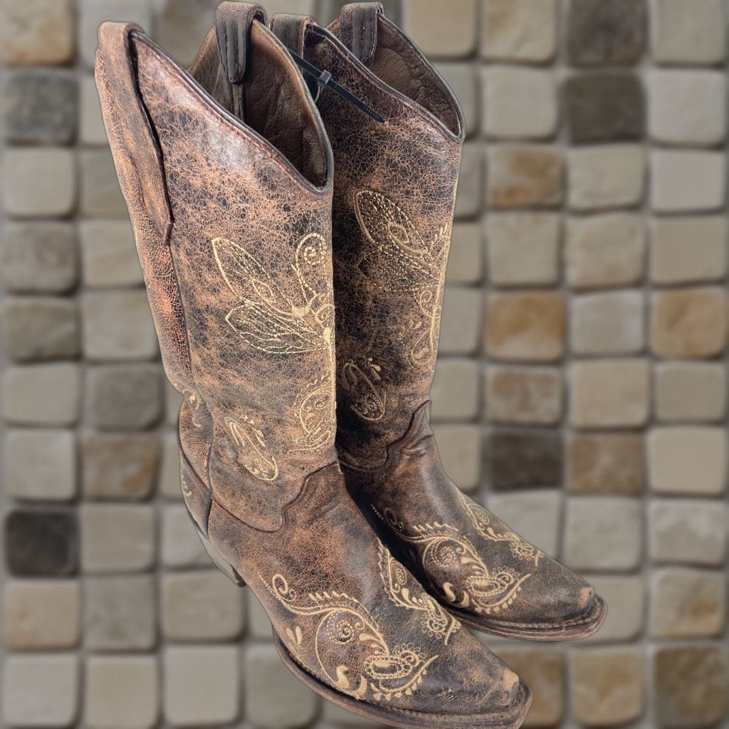 Vintage **Circle G Women Western Wedding Boot Sz 7.5 Brown Floral Leather** User: Circle G Women Western Wedding Boot Sz 7.5 Brown Floral Leather Size US 8 / IT 38 - 1 Thumbnail