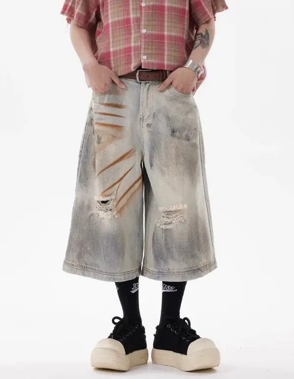 Other Dirty Mud Ripped Jorts Y2K Short Denim Size US 30 / EU 46 - 2 Thumbnail