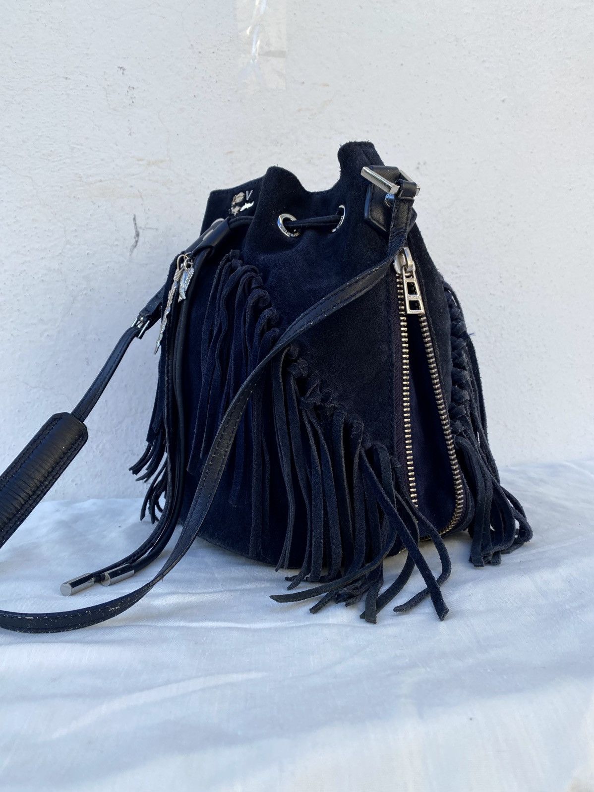 Zadig & Voltaire Zadig & Voltaire Navy Suede Fringe Bucket Bag (2019–2021) Size ONE SIZE - 3 Thumbnail