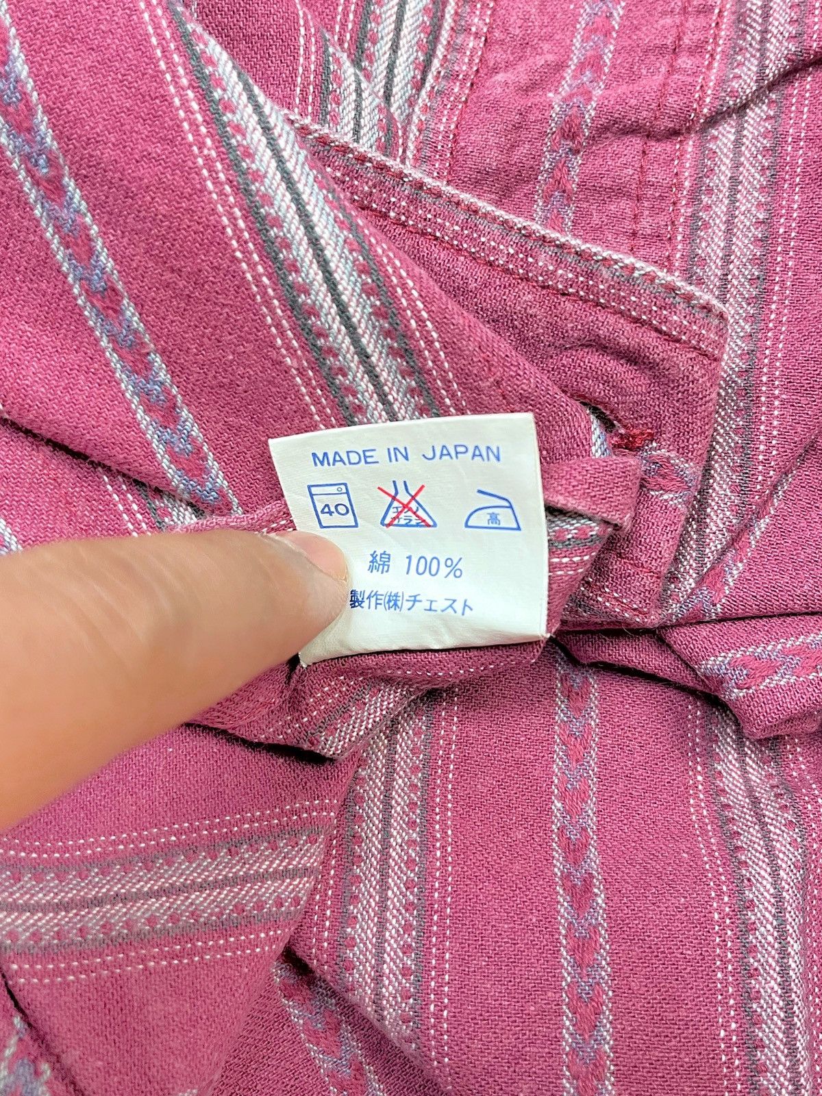 Japanese Brand Sharkey’s Japan Double Pocket Pattern Striped Shirt Size US L / EU 52-54 / 3 - 7 Thumbnail