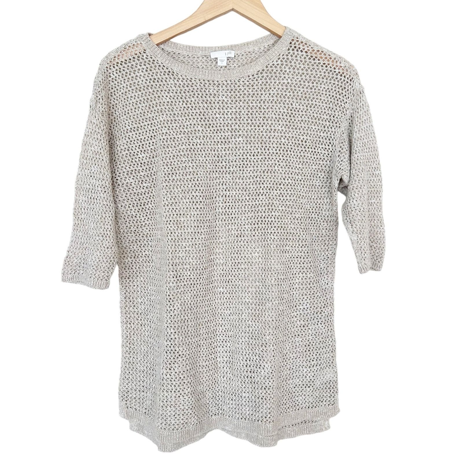 Other J. Jill Tan Linen Blend Open Knit Sweater Sz S Size S / US 4 / IT 40 - 1 Thumbnail