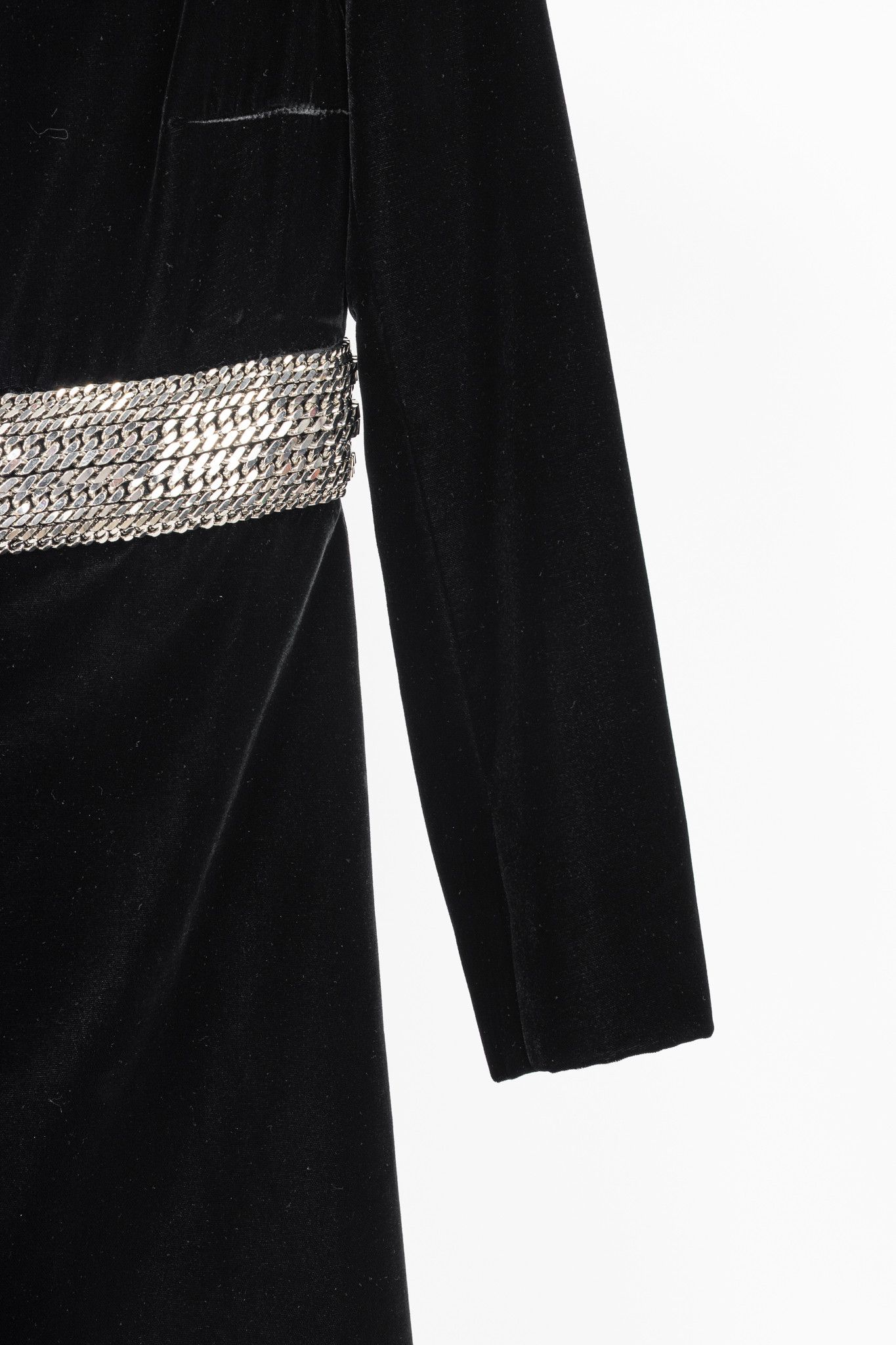 Saint Laurent Paris Saint Laurent AW14 Runway Velvet Chain-Embellished Minidress Size S / US 4 / IT 40 - 6 Thumbnail