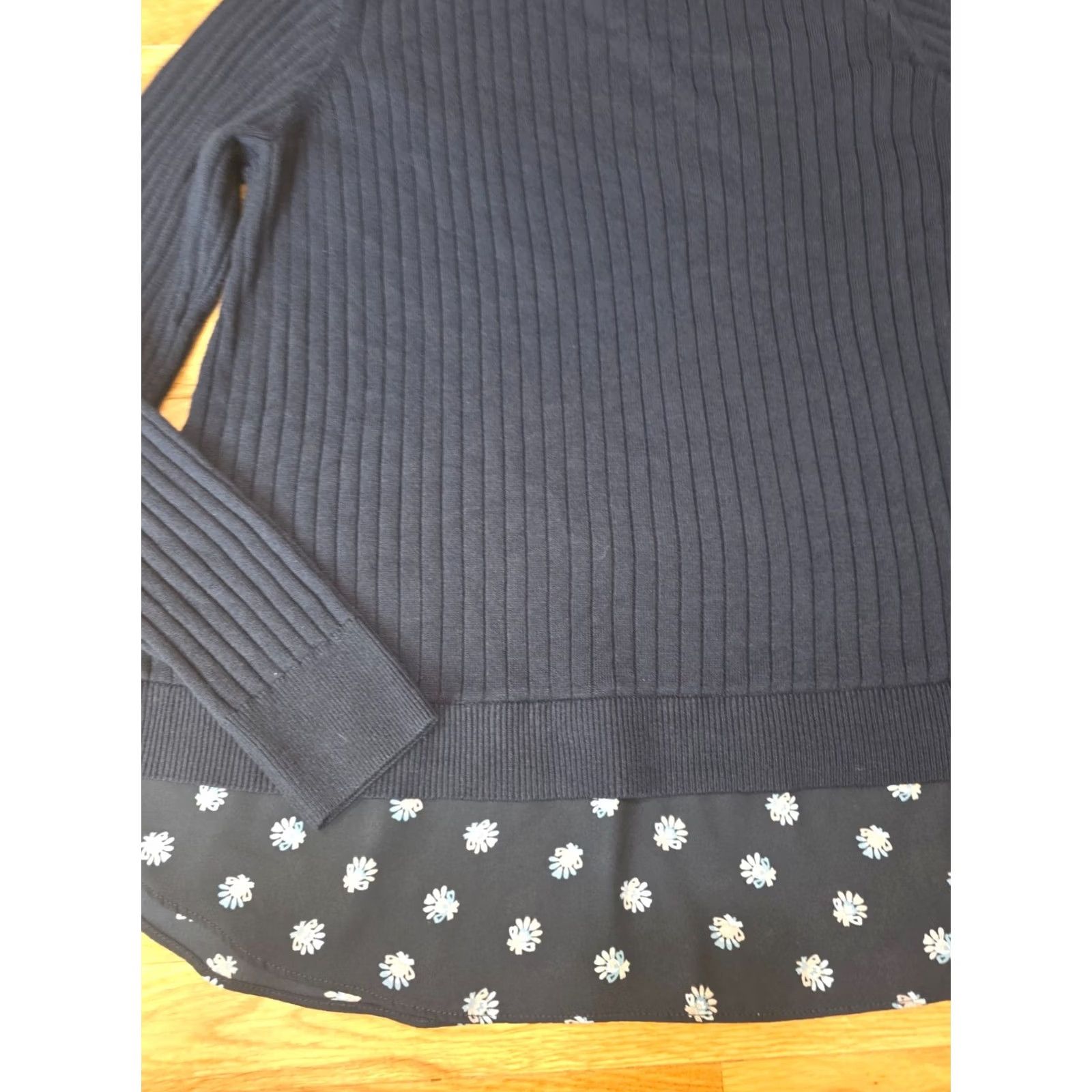 Loft LOFT Pullover Sweater Women XL Black Acrylic Floral Long Sleeve Crew Neck Knit Tight-Knit Vintage No Size XL / US 12-14 / IT 48-50 - 5 Thumbnail