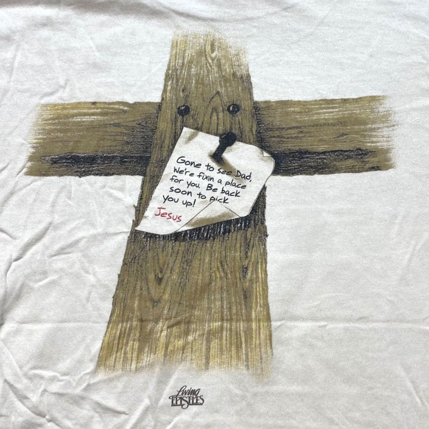 Gildan Gildan T Shirt XL Mens White Living Epistles Christian Jesus Graphic Vintage Shirt Graphic Print 90s Mens Mens Size US XL / EU 56 / 4 - 7 Thumbnail