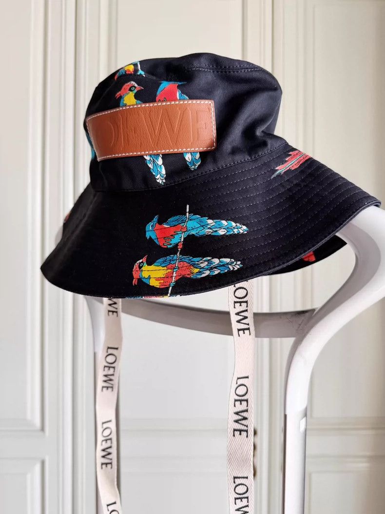 Loewe LOEWE size59 Black parrot printed fisherman's hat Size ONE SIZE - 1 Thumbnail