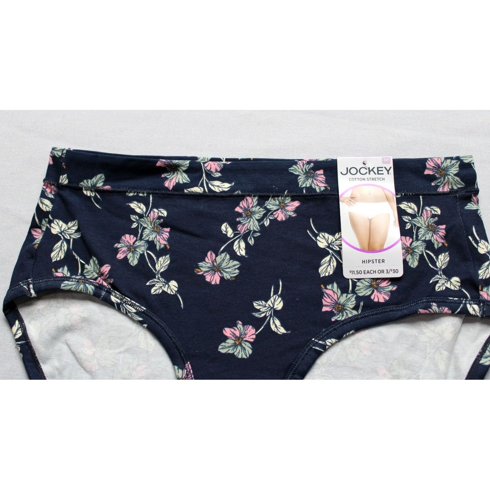 Jockey Jockey Women's Cotton Stretch Hipster Panty AR8 Blue Floral Medium Size 32" / US 10 / IT 46 - 2 Thumbnail
