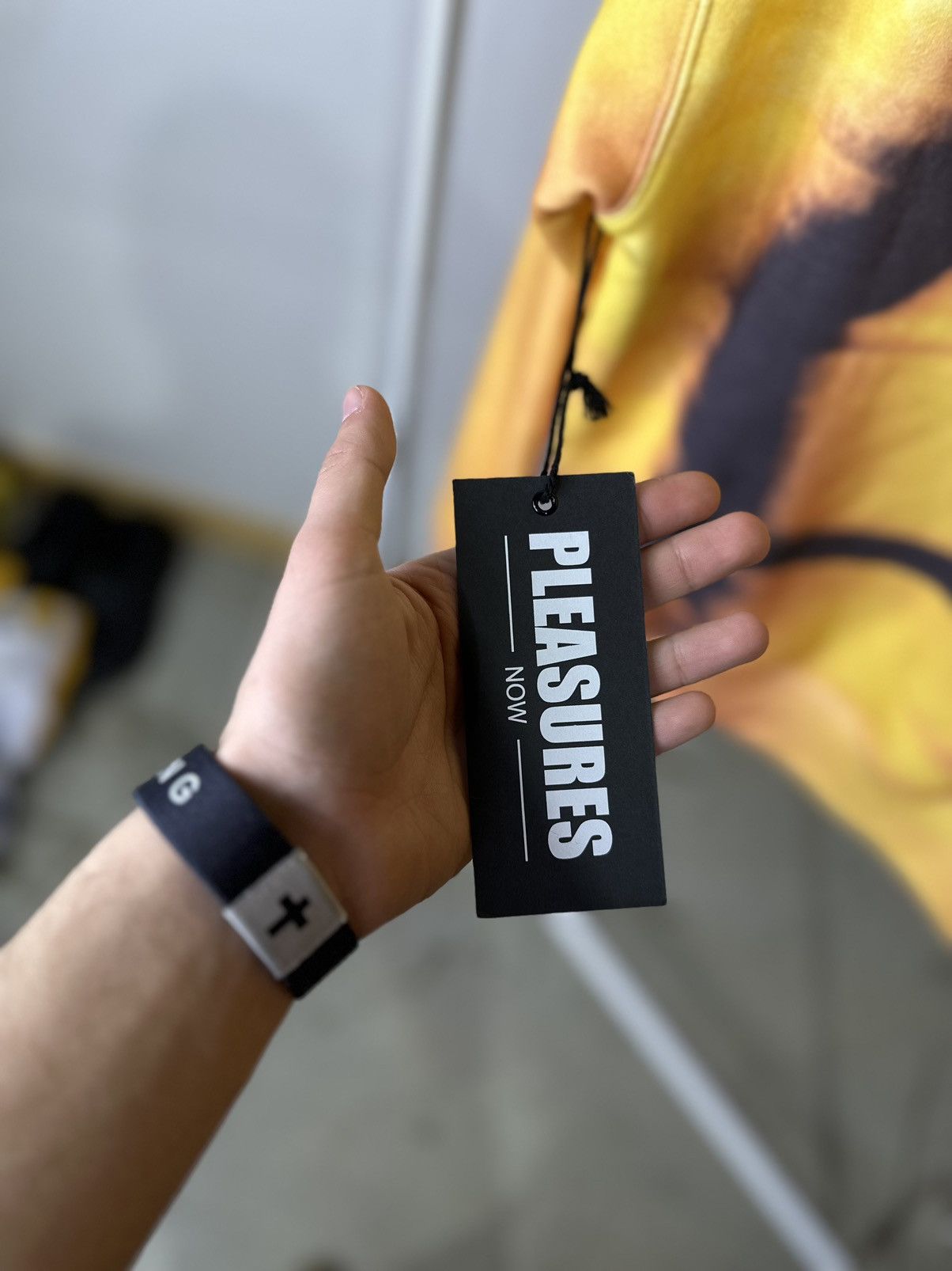 Pleasures orange blur hoodie