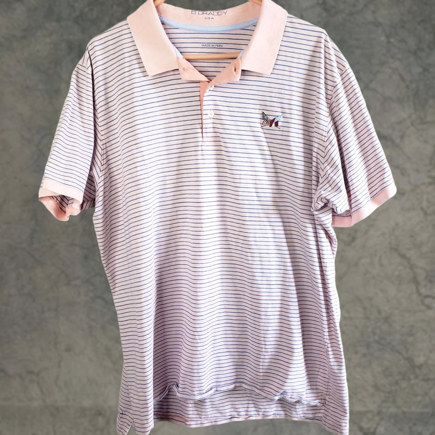 Vintage VINTAGE B Draddy Polo Shirt Men's XL Pink Blue Striped Pocket Golf Size US XL / EU 56 / 4 - 1 Thumbnail