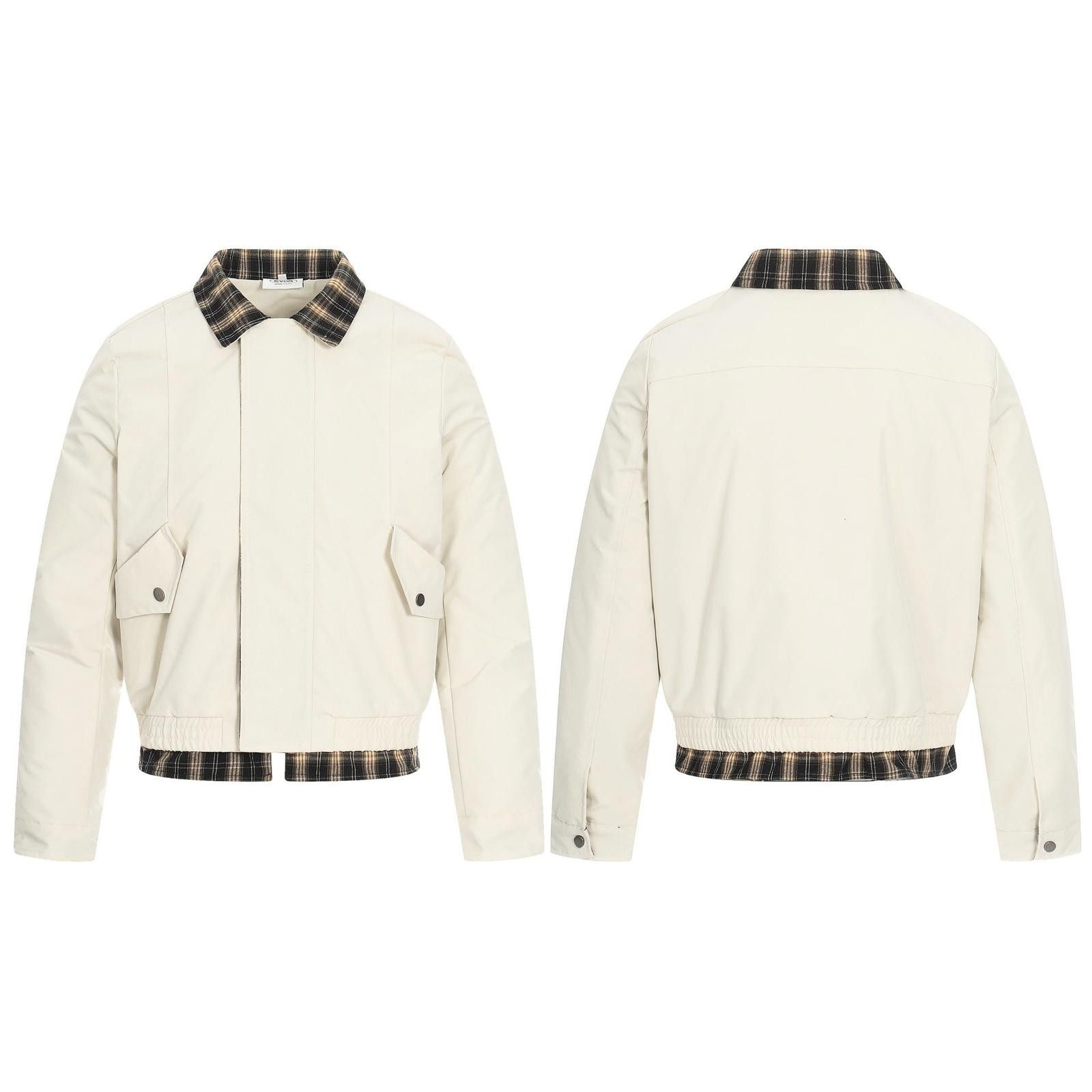 Vintage Cream Plaid Trim Quilted Lined Bomber Jacket Size US M / EU 48-50 / 2 - 5 Thumbnail