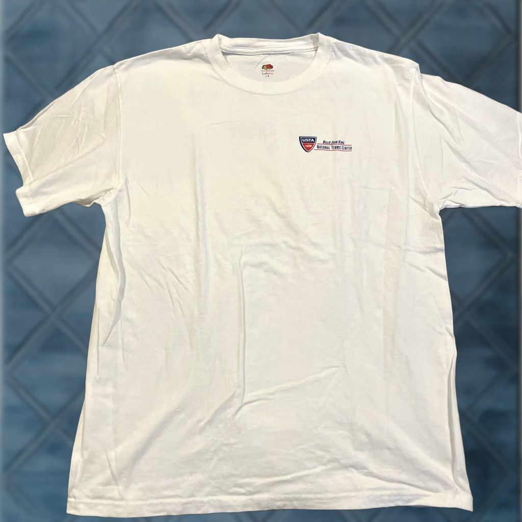 Fruit Of The Loom VINTAGE USTA Billie Jean King Tennis Center I Played At US Open T Shirt L White Mens Size US L / EU 52-54 / 3 - 1 Thumbnail