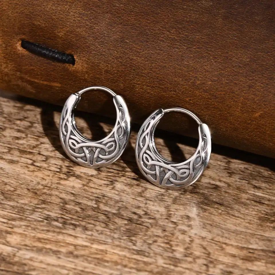 Jewelry × Vintage Men Nordic Viking Knot Hoop Earrings Size ONE SIZE - 3 Thumbnail