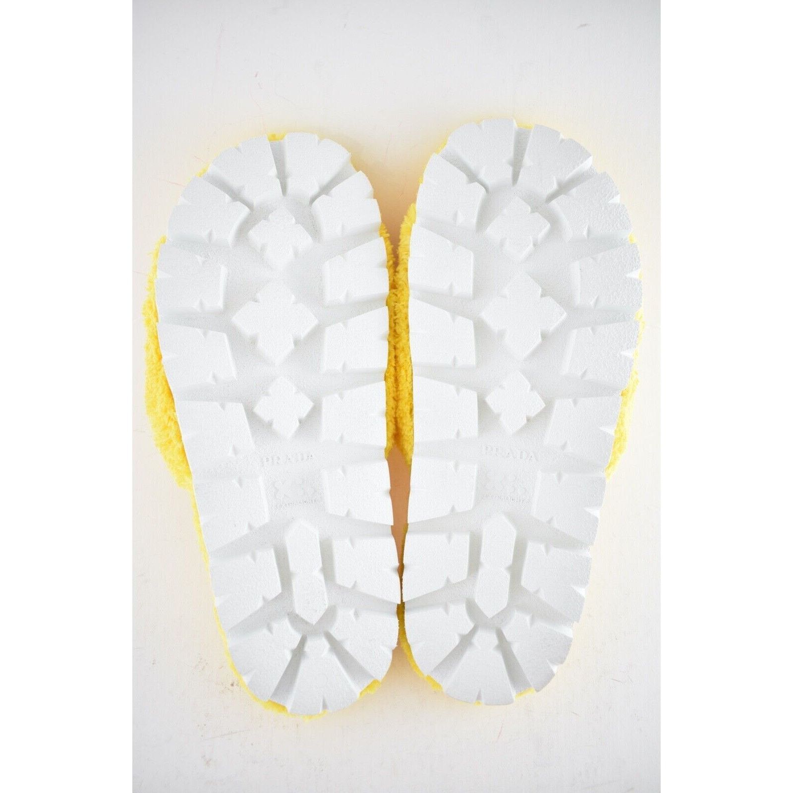 Prada Prada Yellow Terry Cloth Black Logo Slide Sandal Rubber Sole Size US 11 / IT 41 - 12 Thumbnail