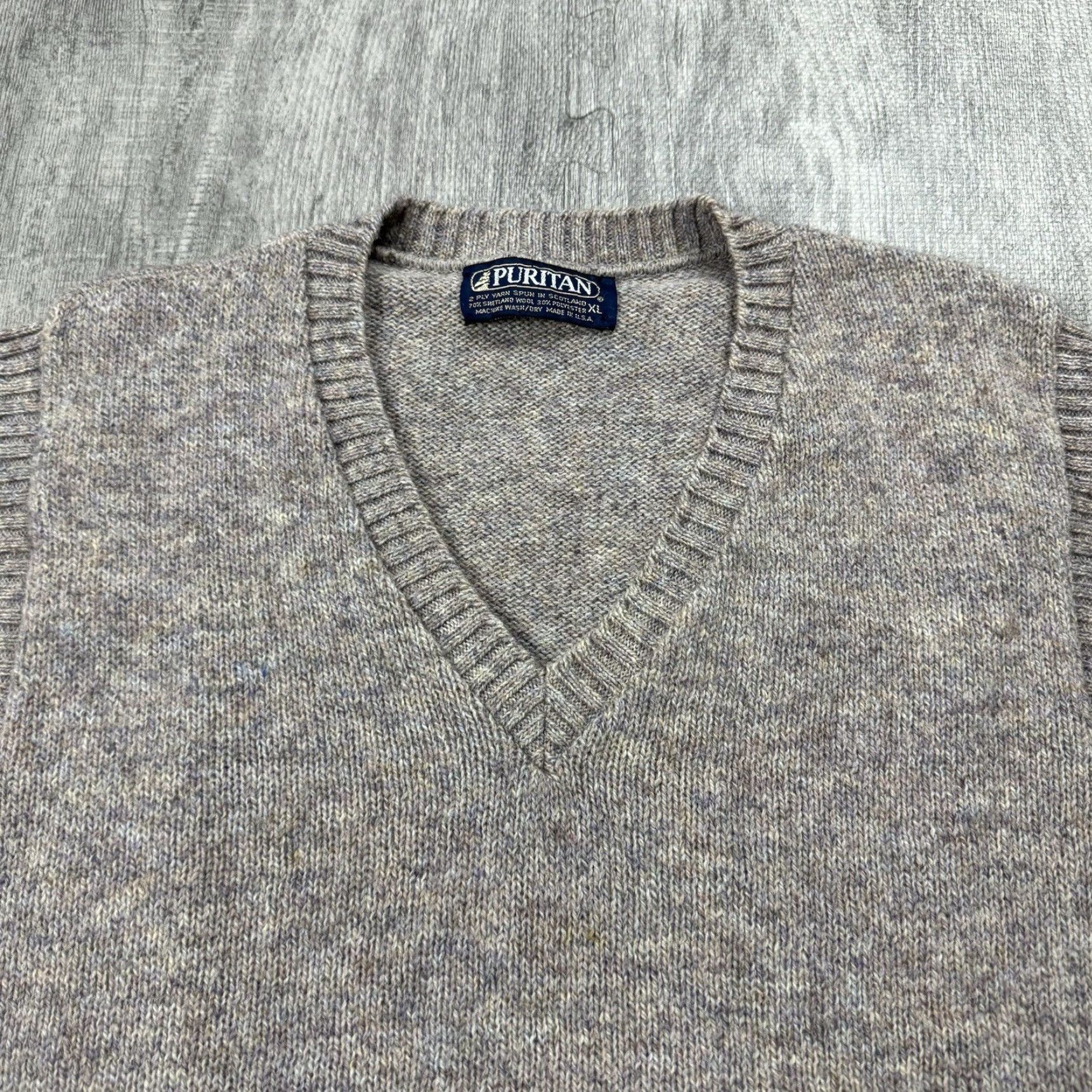 Vintage VTG Puritan 2-Ply Shetland Wool Sweater Vest Shirt Mens XL Beige Oatmeal 80s Vintage Size US XL / EU 56 / 4 - 2 Thumbnail