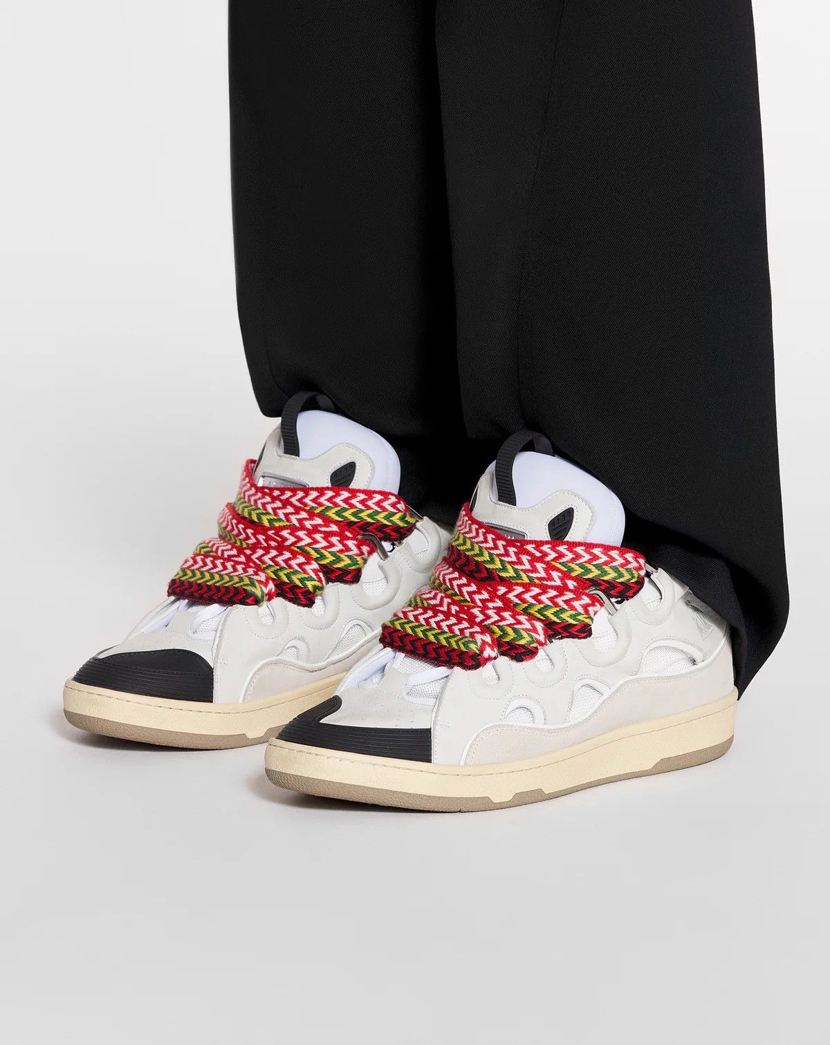 LANVIN LEATHER CURB SNEAKERS