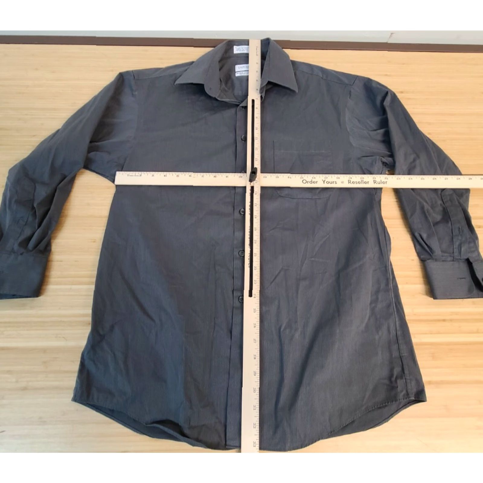 Vintage Concepts by Claiborne Button-Up Shirt Men 16.5 Long Sleeve Gray Cotton Stripe Casual Regular Classic Size 16.5 Button-Up Shirt Mens Size US XL / EU 56 / 4 - 4 Thumbnail