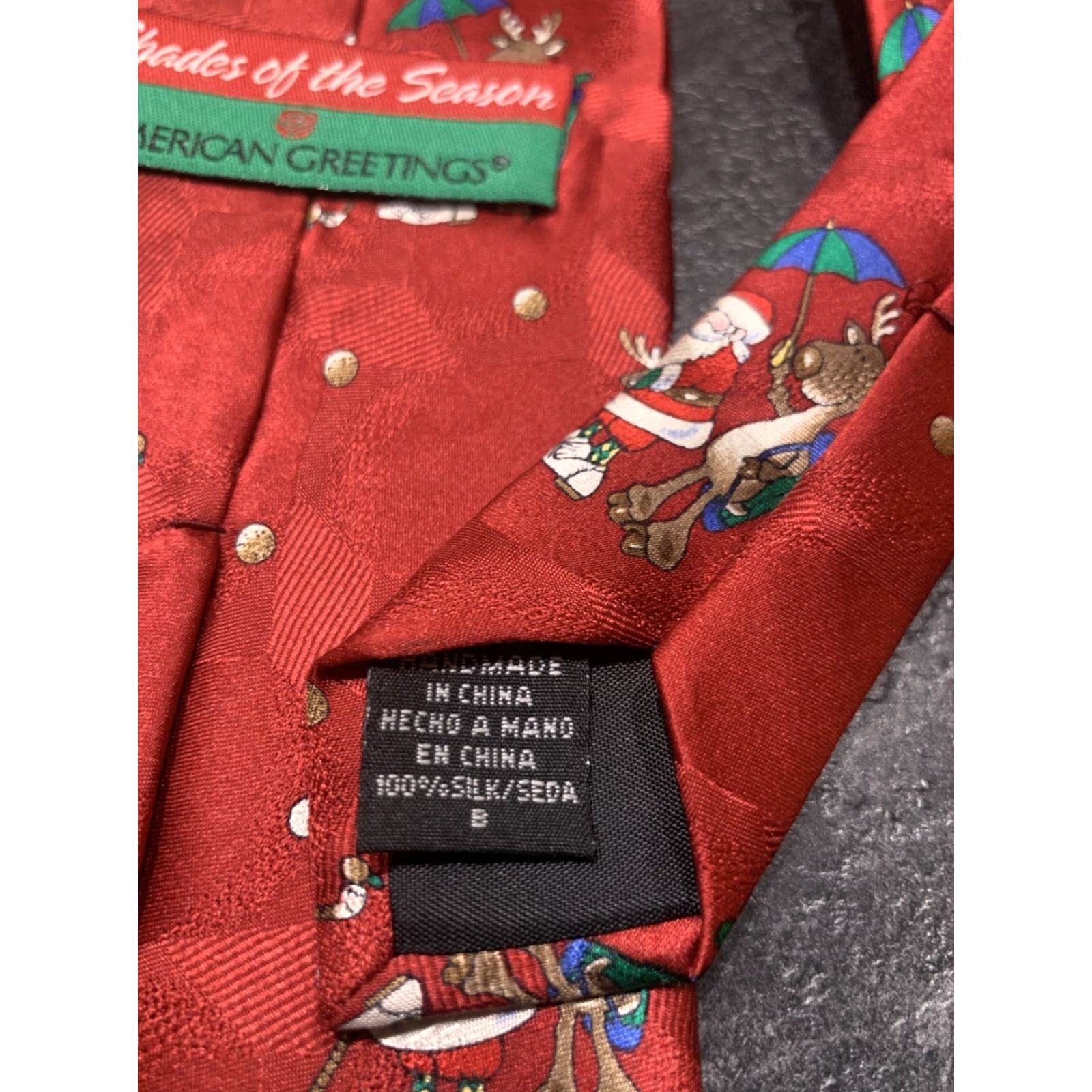 Vintage American Greetings Snowmen Necktie Tie 100% Silk Red Classic 58.5" Winter Mens Size ONE SIZE - 5 Thumbnail